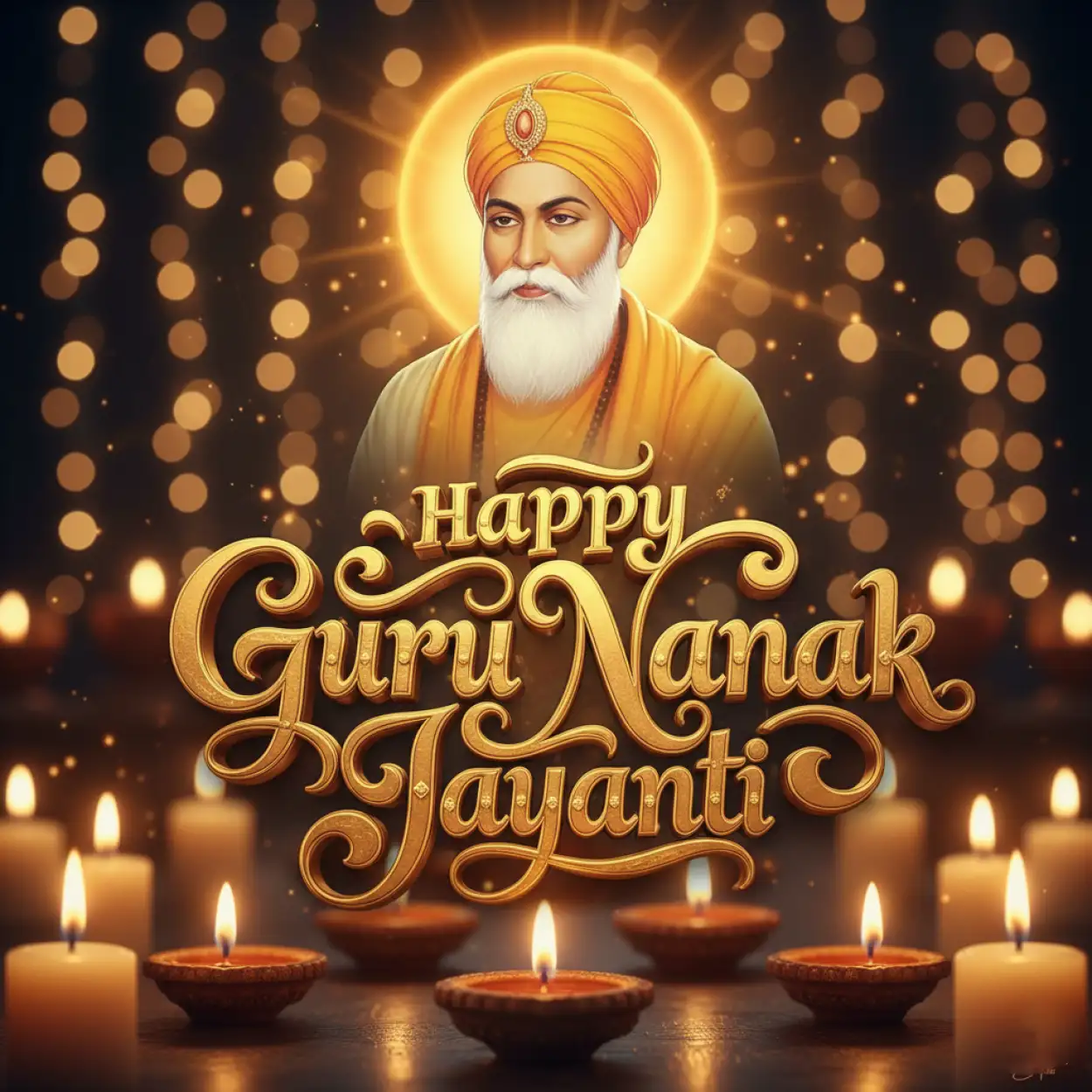 Happy Guru Nanak Jayanti wishes with Guru Nanak photo