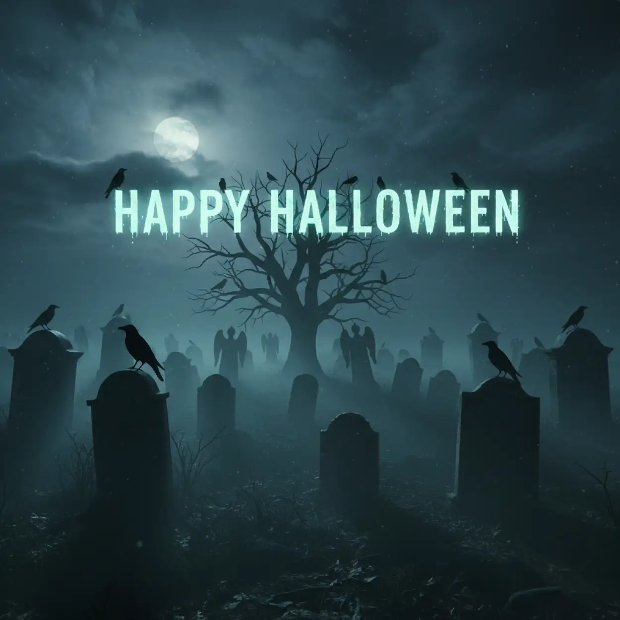 happy halloween 2025 bats and moon design