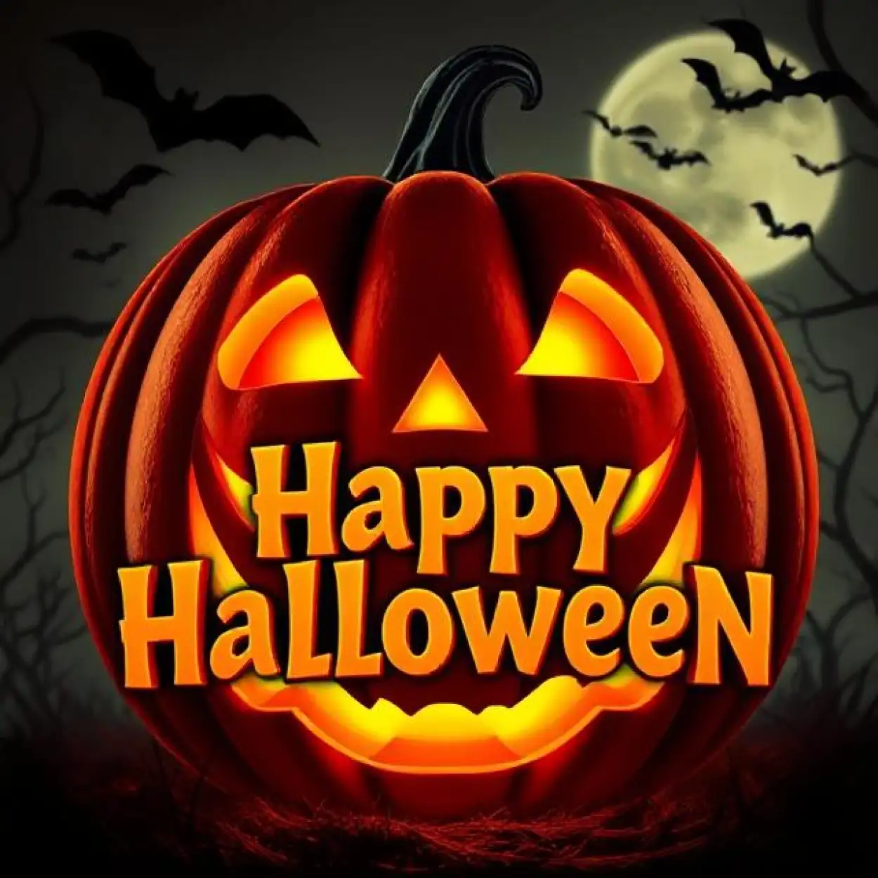 happy halloween 3d pumpkin text effect