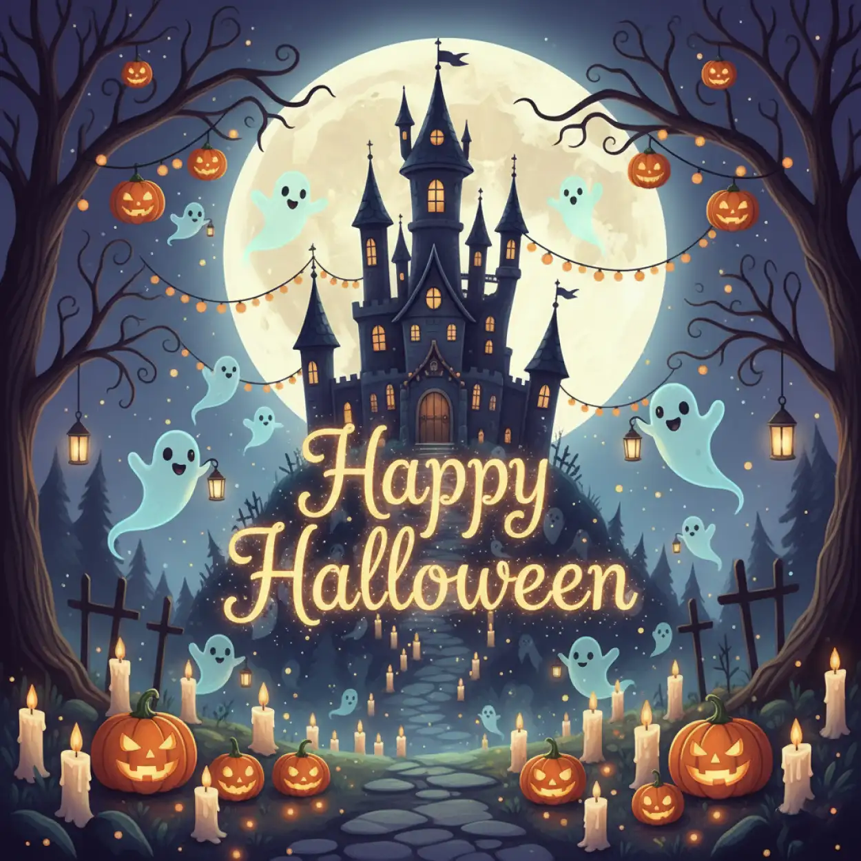 happy halloween dark night wallpaper hd
