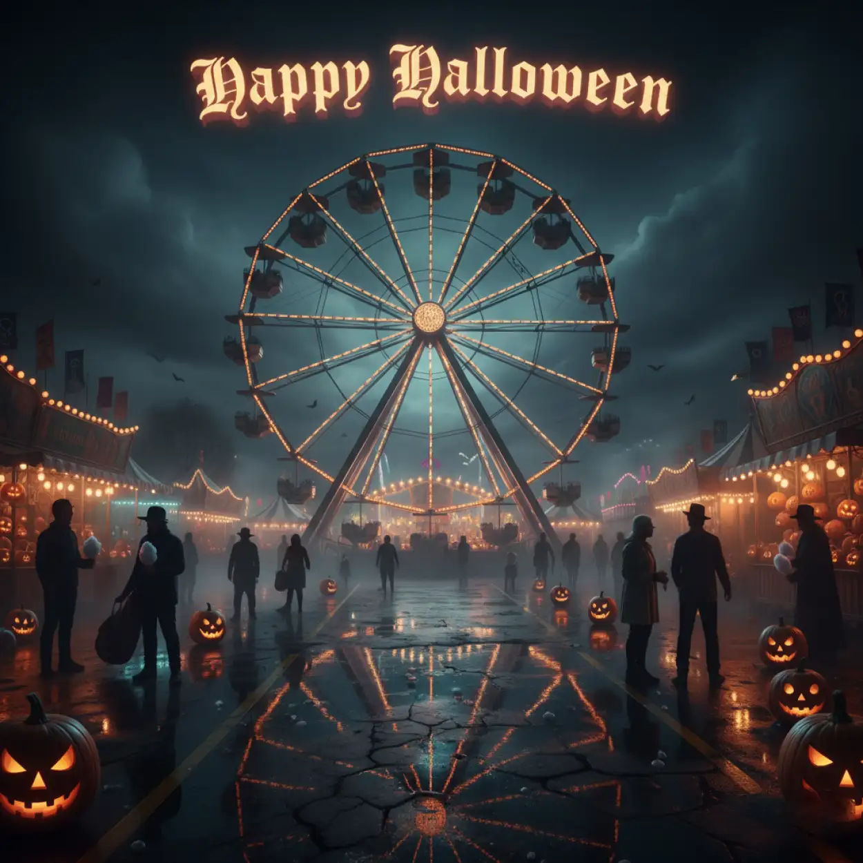 Happy Halloween Pumpkin And Bats Illustration - Royalty Free Happy Halloween Image | Pngmagic Free Download Happy Halloween Pumpkin And Bats Illustration - High Quality Happy Halloween Background