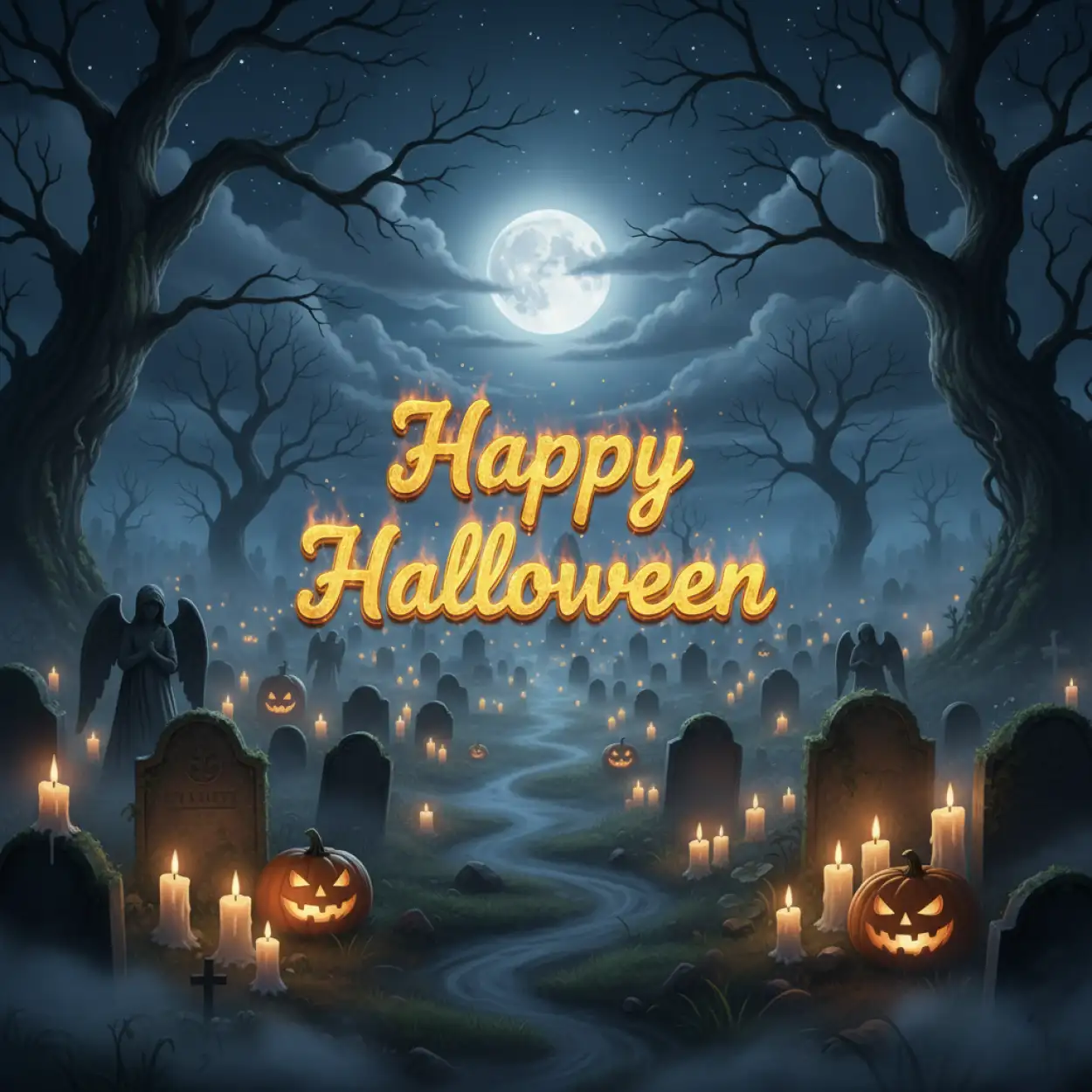 happy halloween typography png download