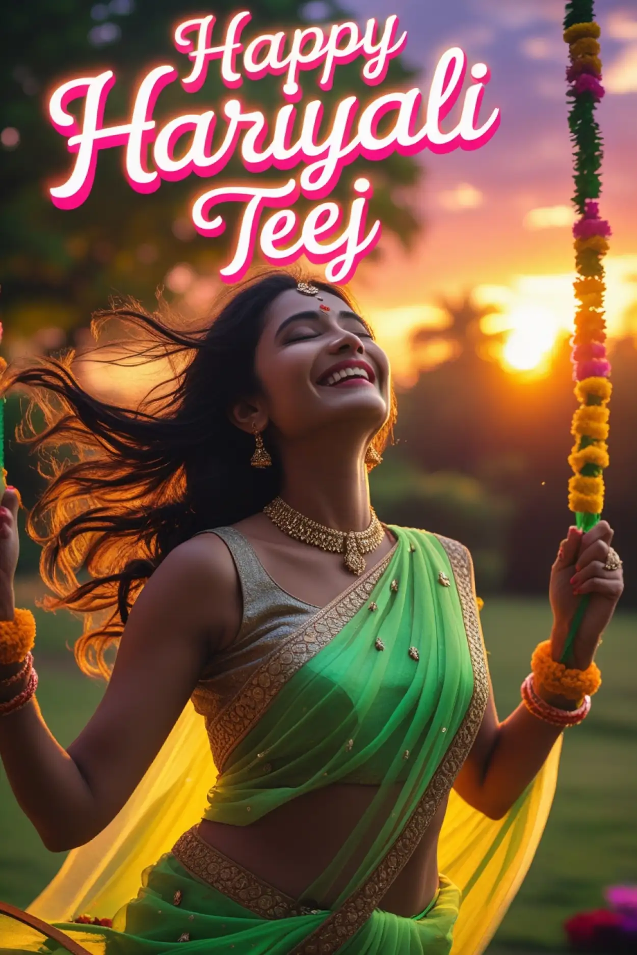 happy hariyali teej photo editing background