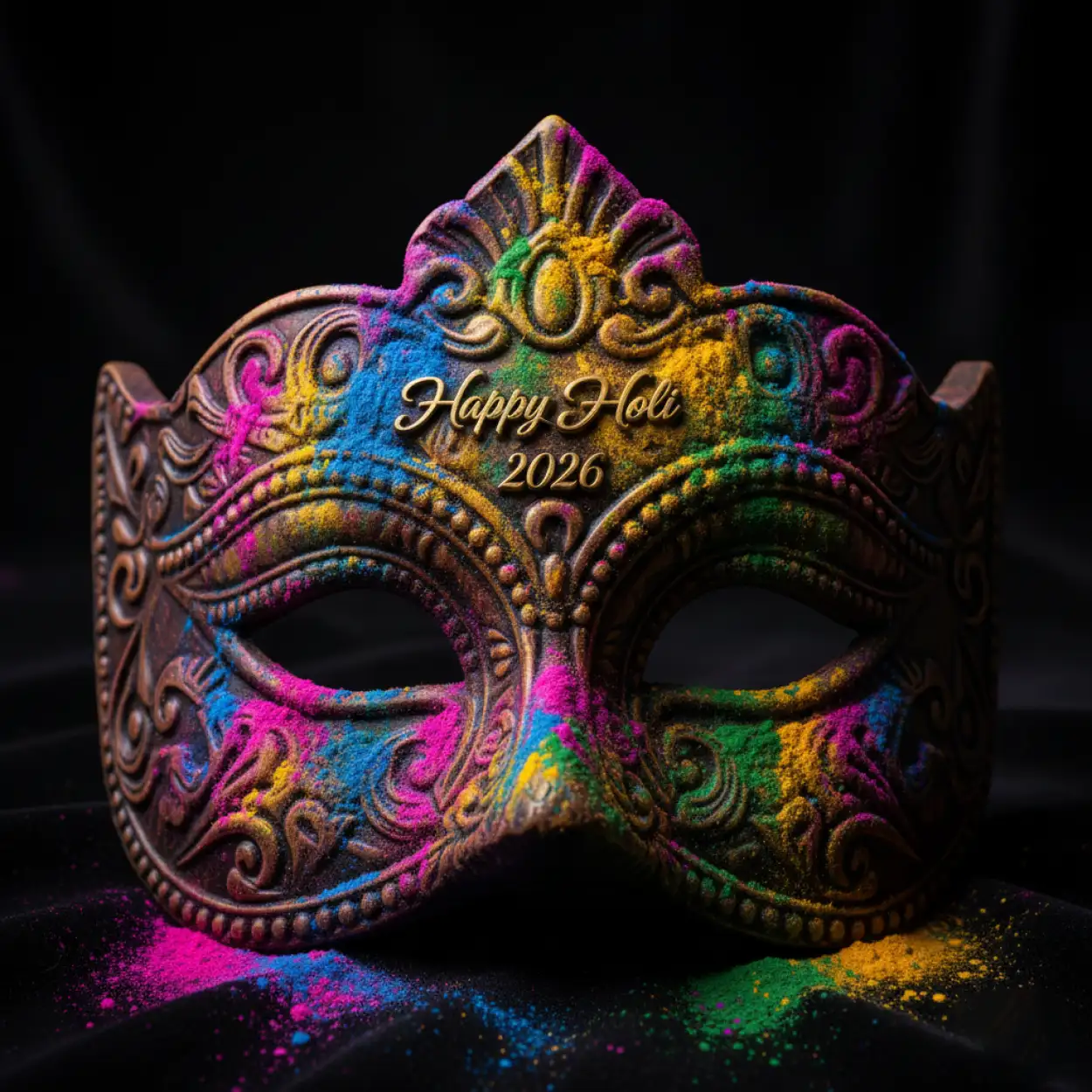 happy holi 2026 greeting card 3d text style 2