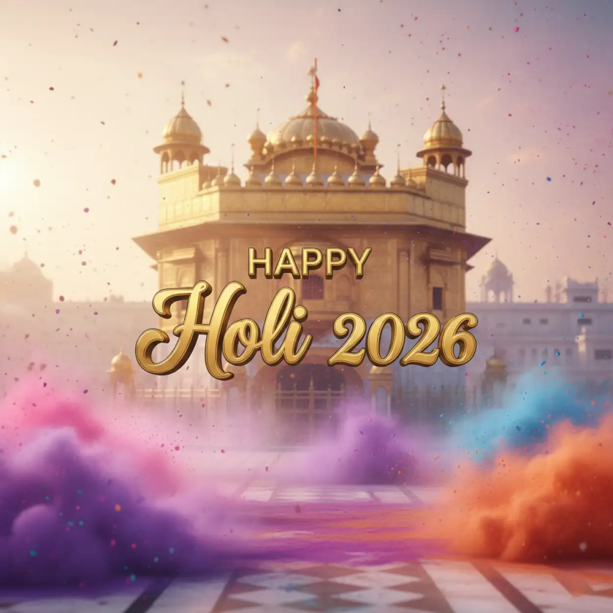 happy holi 2026 greeting card temple background 2