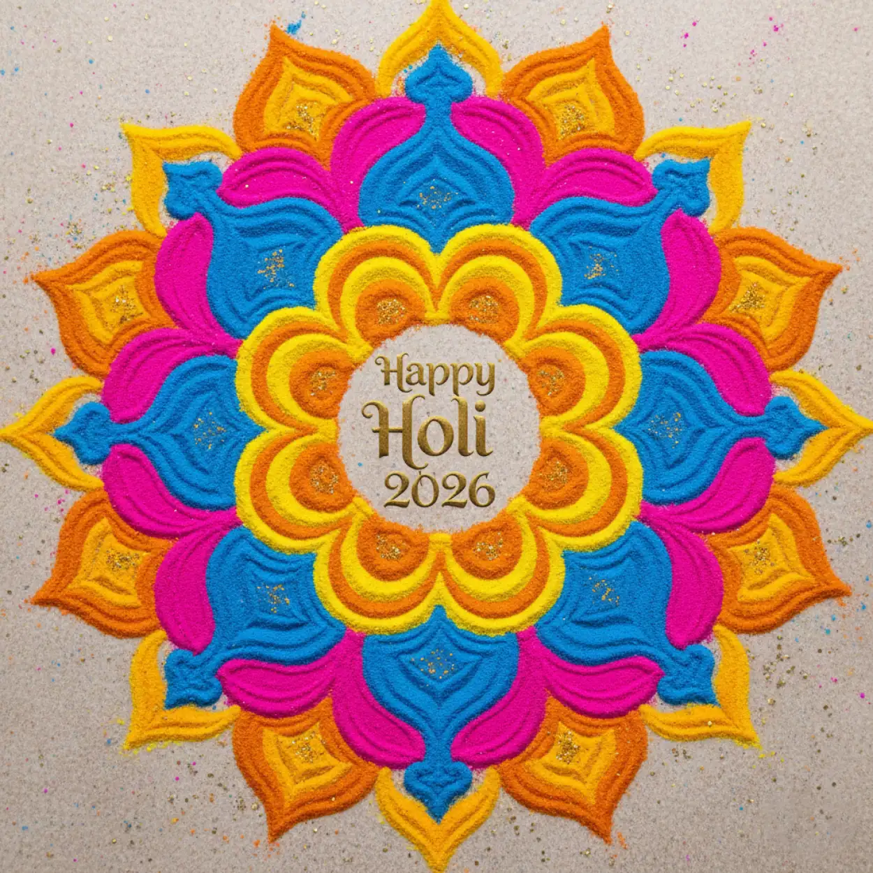Free Download Happy Holi 2026 Greeting Card Traditional Rangoli Design 2 - High Quality Happy Holi Greeting Card 2026 Image