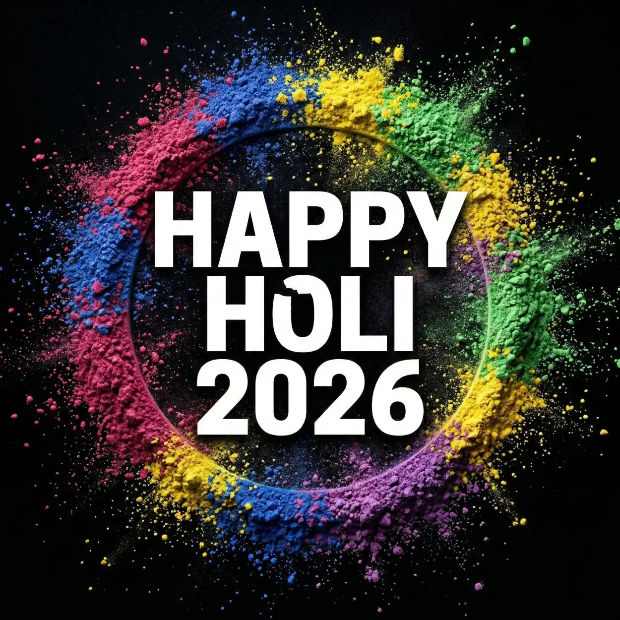 happy holi 2026 photo black background