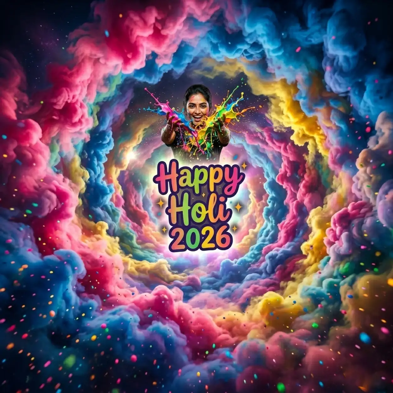 Free Download Happy Holi 2026 Photo With Colorful Smoke - High Quality Happy Holi 2026 Photo Image