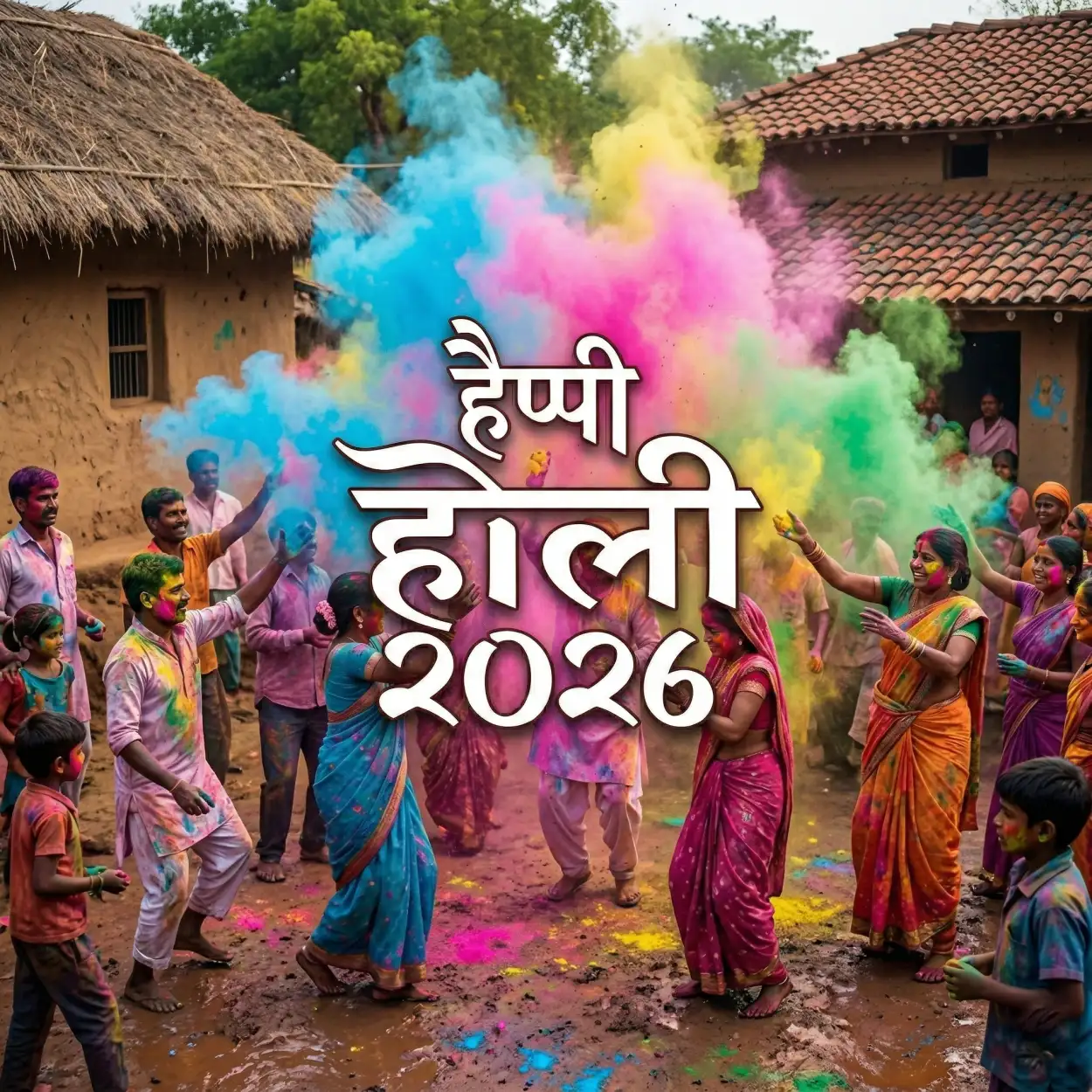 happy holi 2026 photo with gulal splash