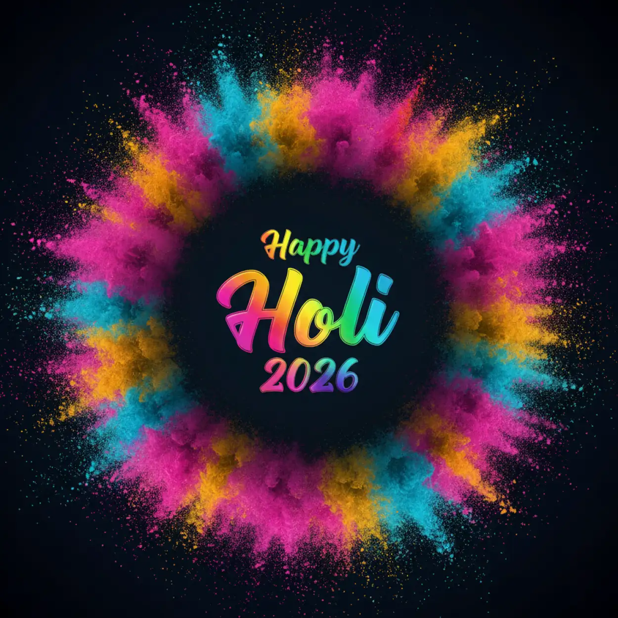 happy holi celebration 2026 colorful typography