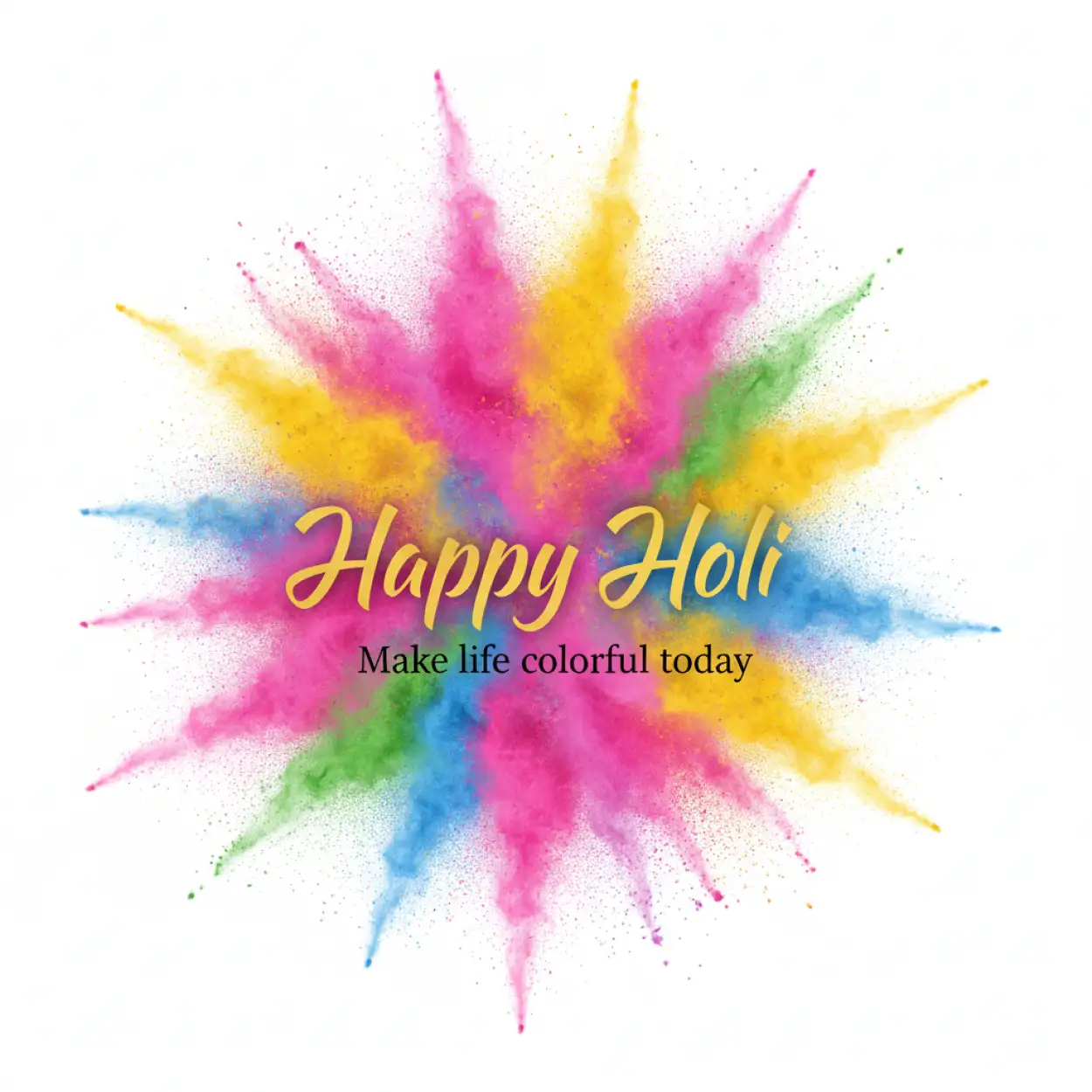 happy holi greeting card realistic color splash 2