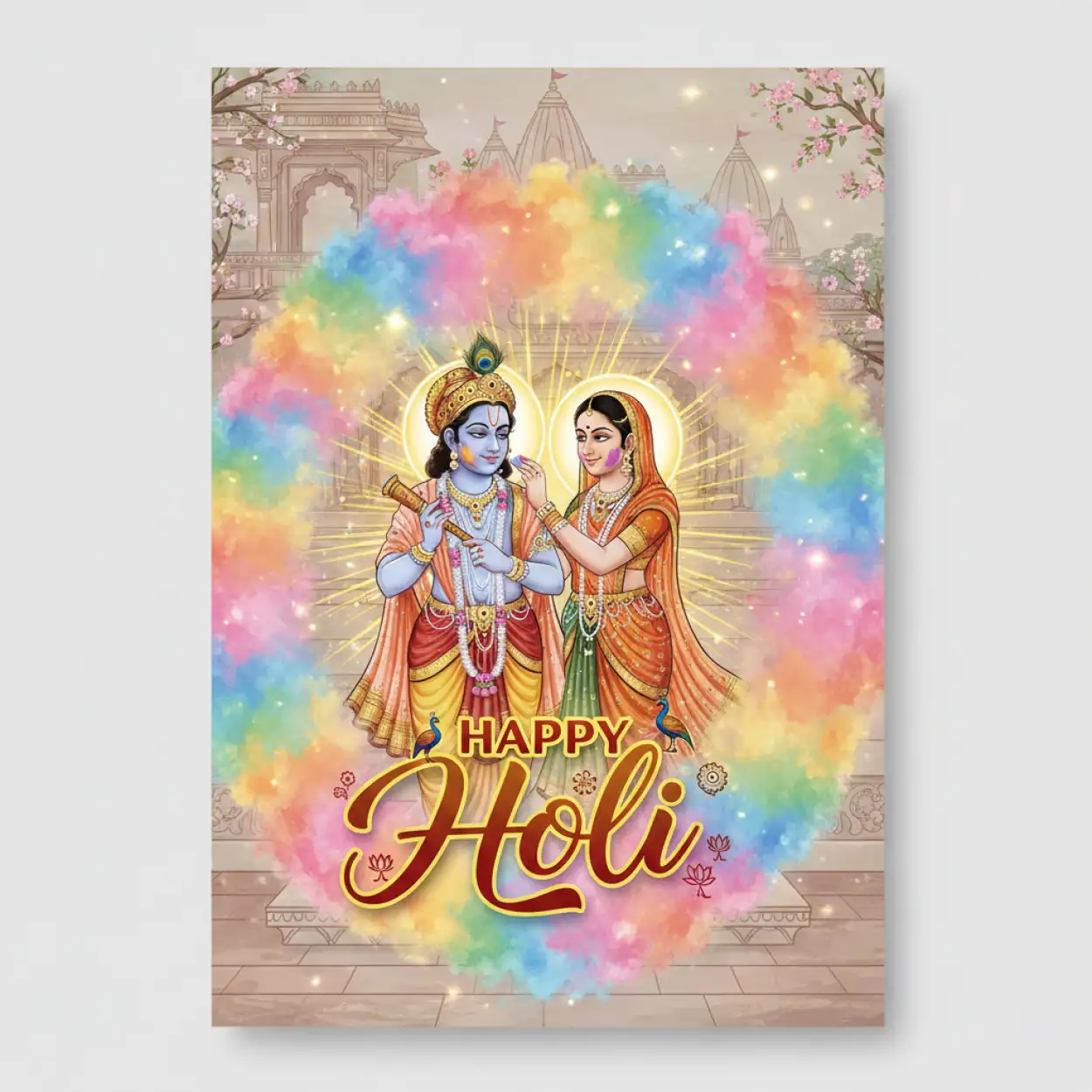 Free Download Happy Holi Greeting Card Vertical Layout - High Quality Happy Holi Greeting Card Design 2026 Image