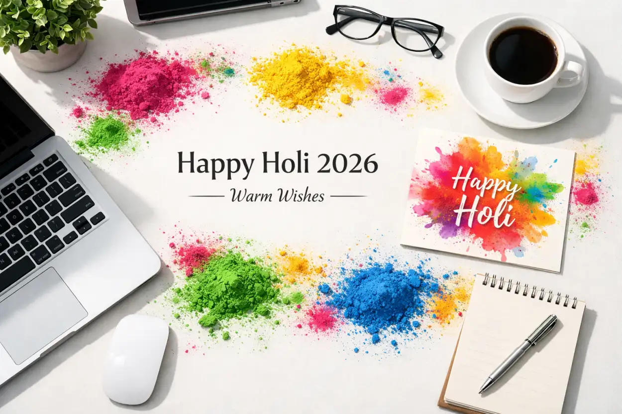 happy holi wishes 2026 greeting template