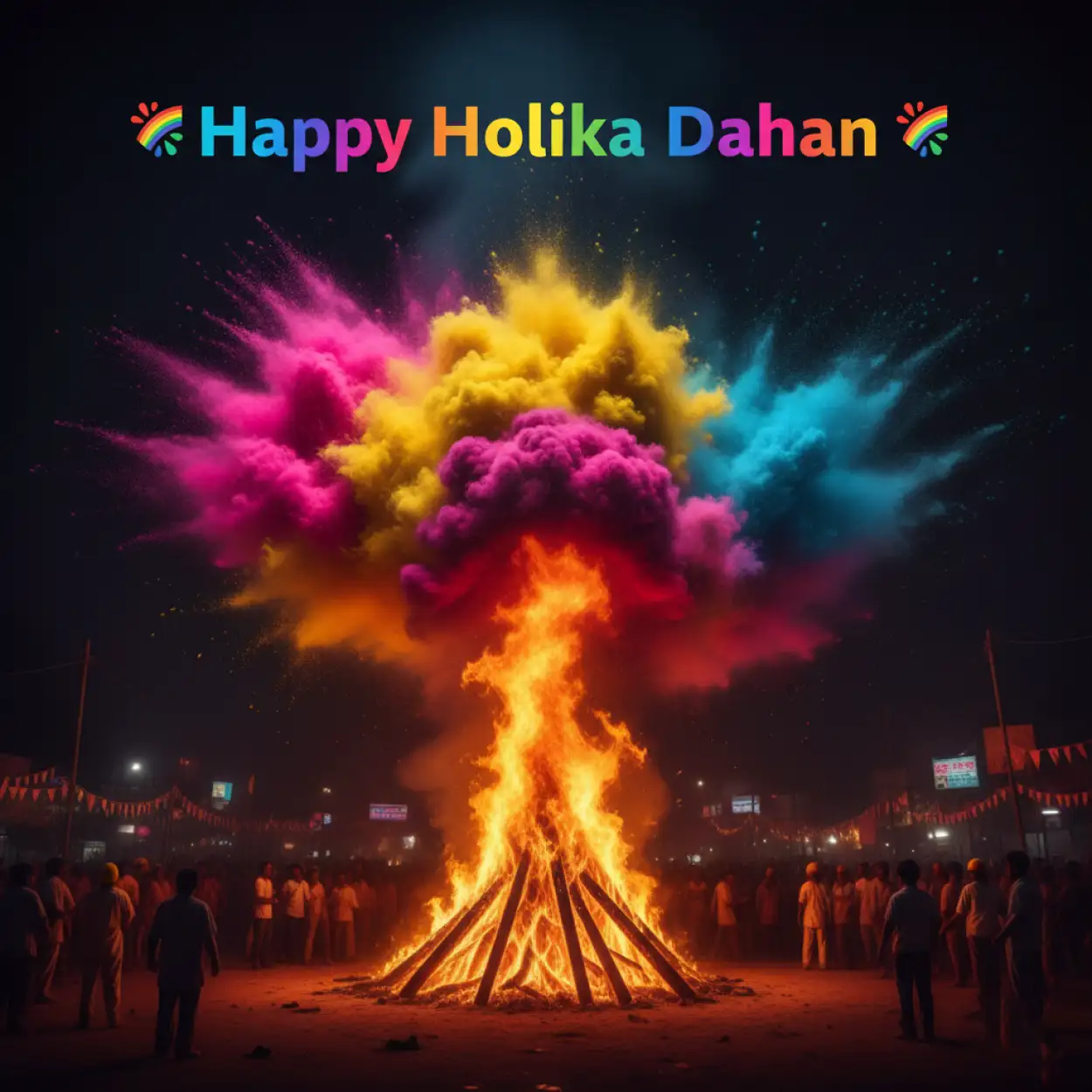 Free Download Happy Holika Dahan Colorful Bonfire Image - High Quality Happy Holika Dahan Image