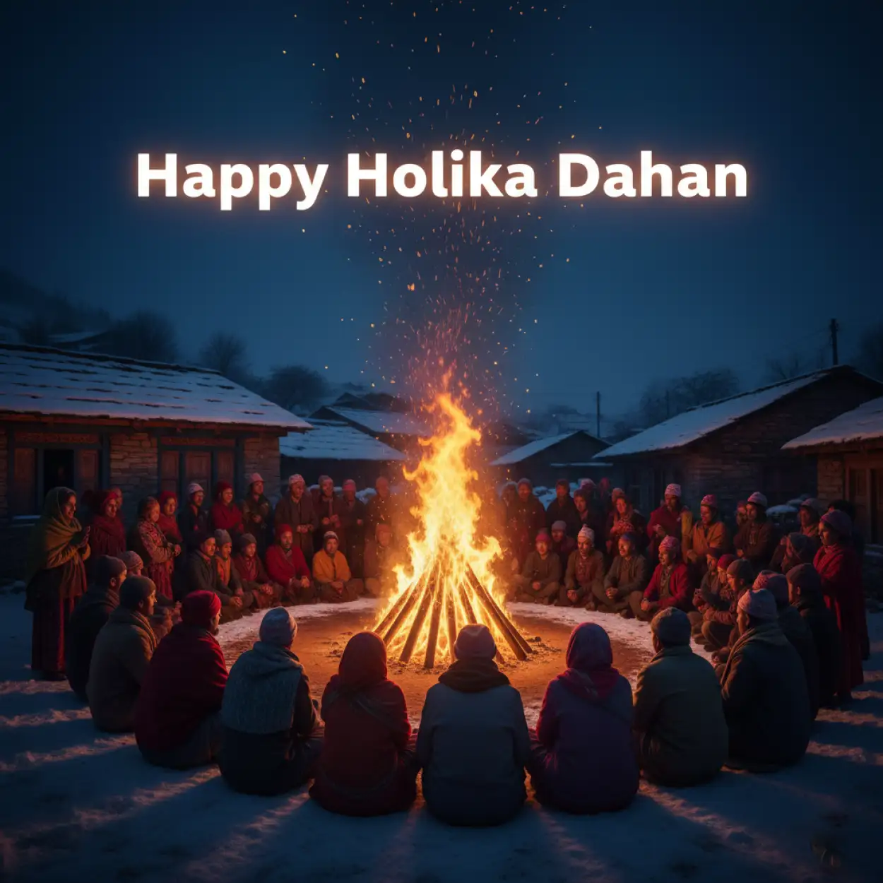 Free Download Happy Holika Dahan Community Gathering Image - High Quality Happy Holika Dahan Image