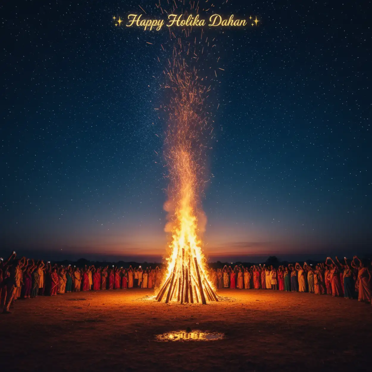 Free Download Happy Holika Dahan Night Fire Background - High Quality Happy Holika Dahan Background Image
