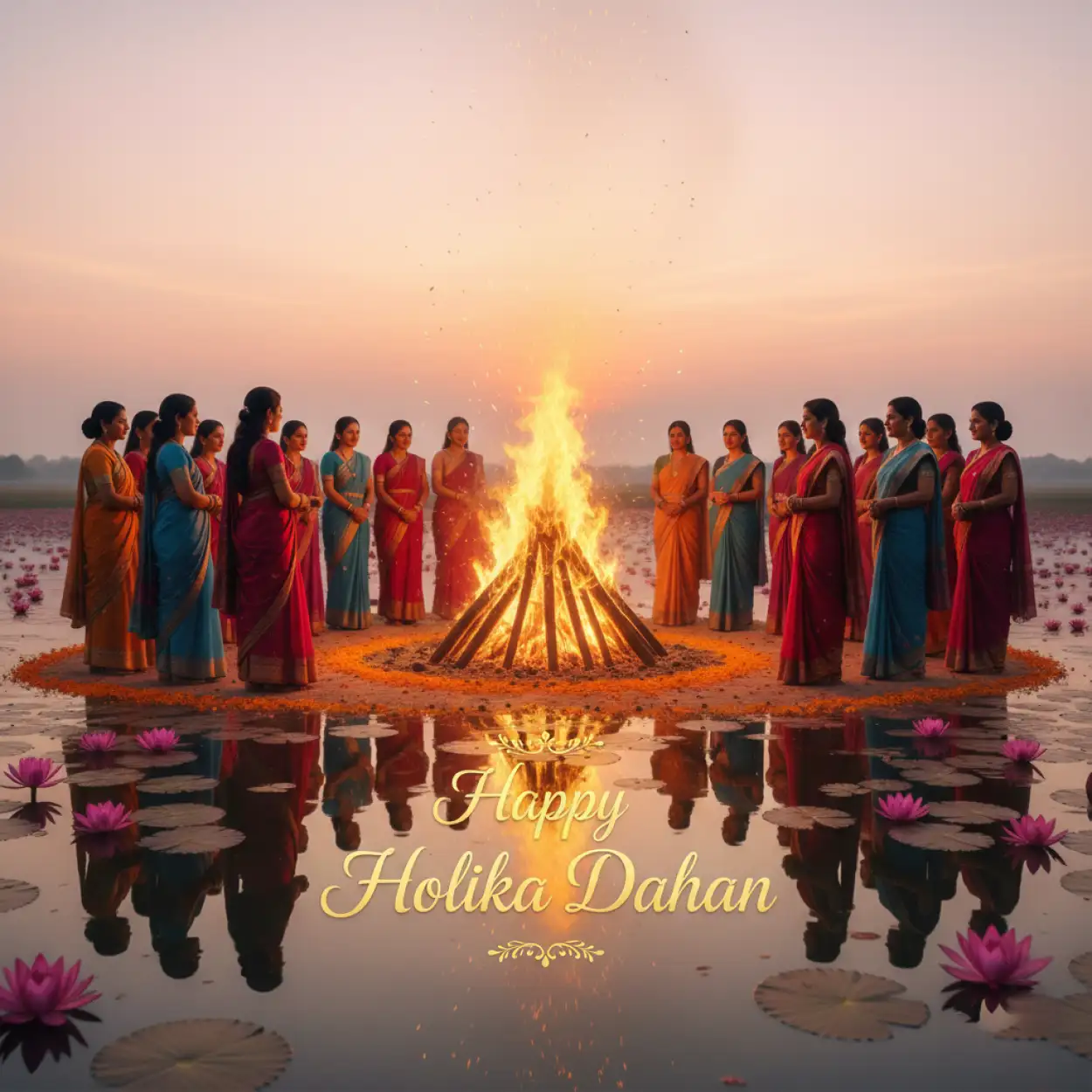 happy holika dahan religious greeting card