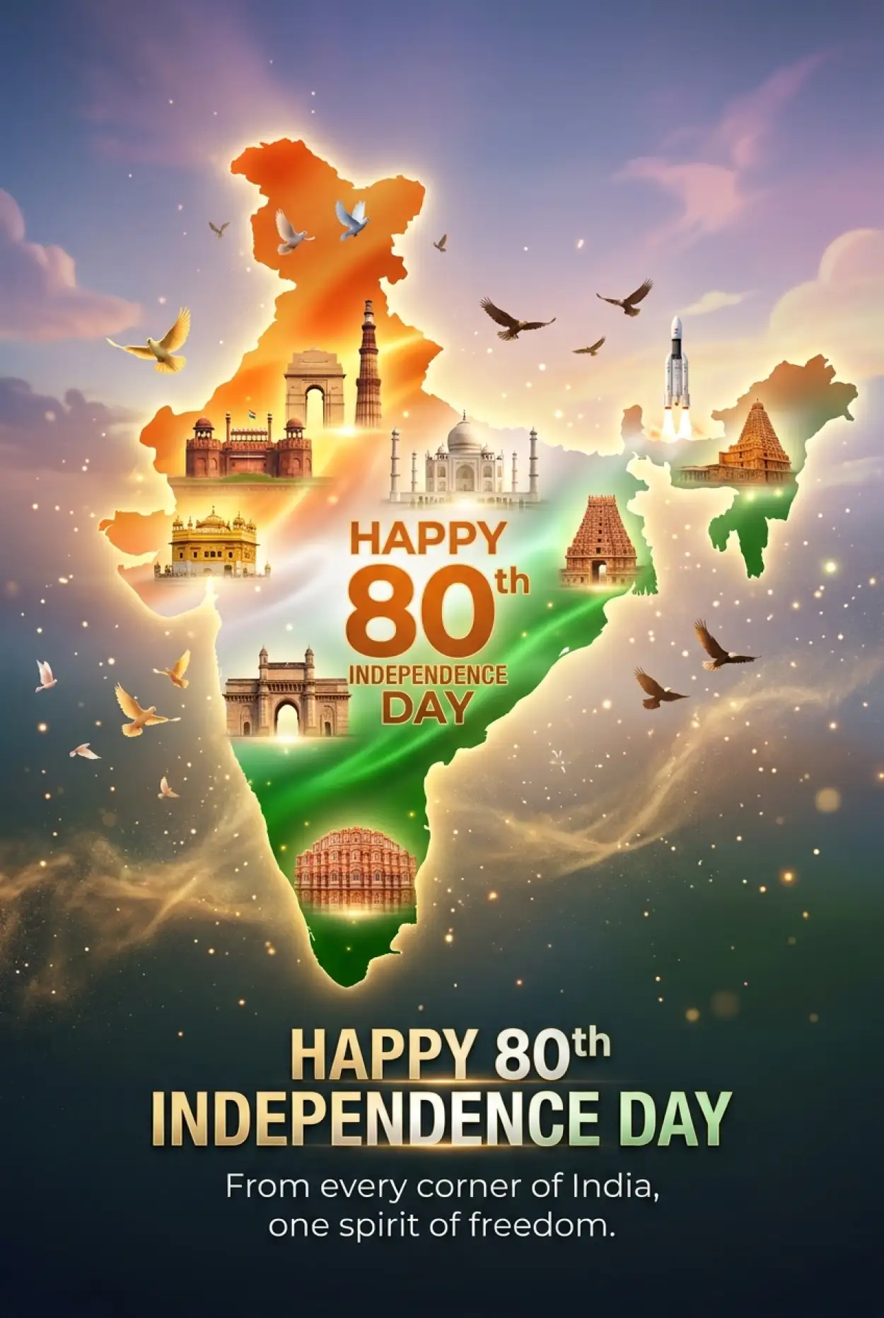 Free Download Happy Independence Day 2026 India Map Poster - High Quality Happy Independence Day 2026 Image