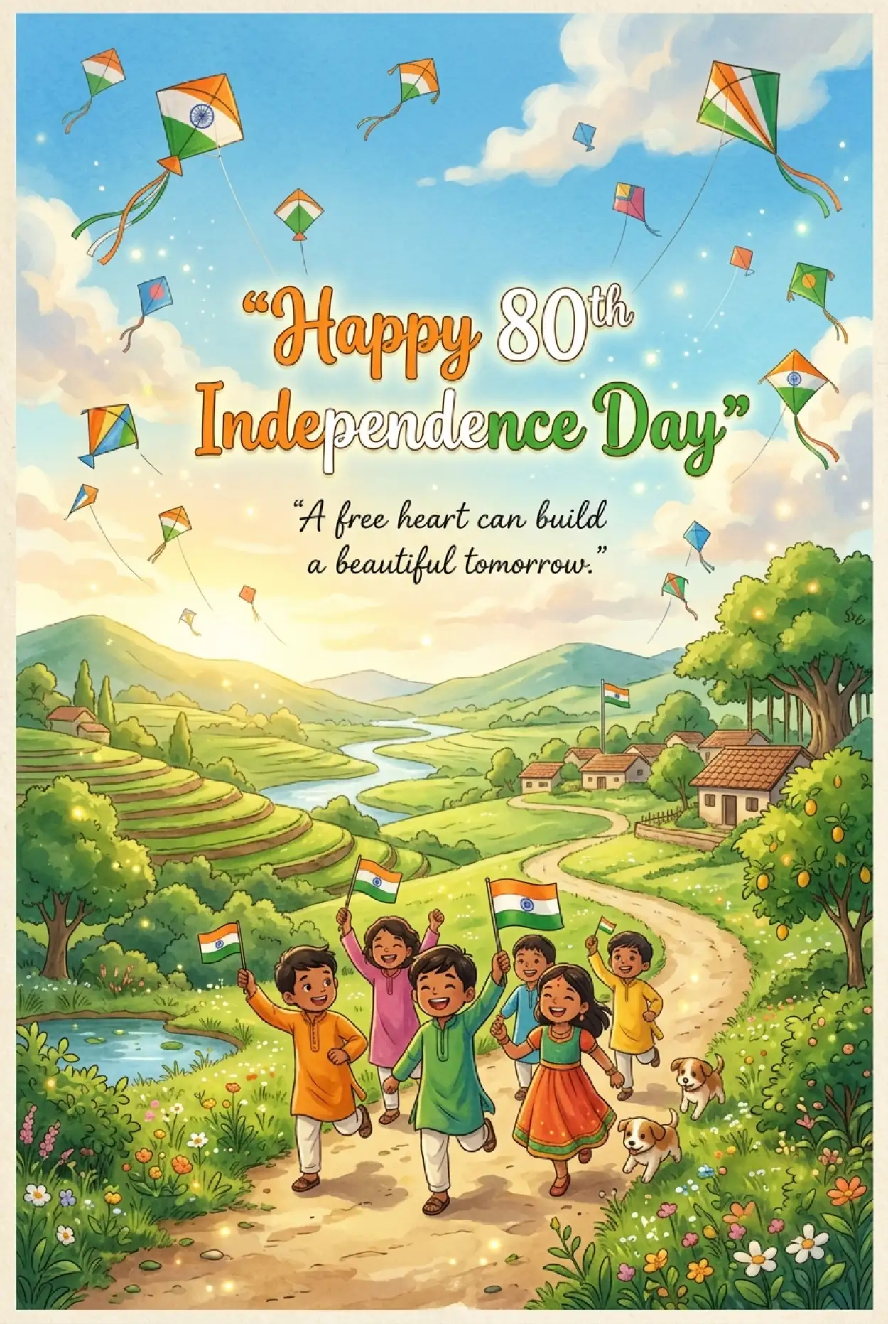 Free Download Happy Independence Day 2026 School Poster - High Quality Happy Independence Day 2026 Image