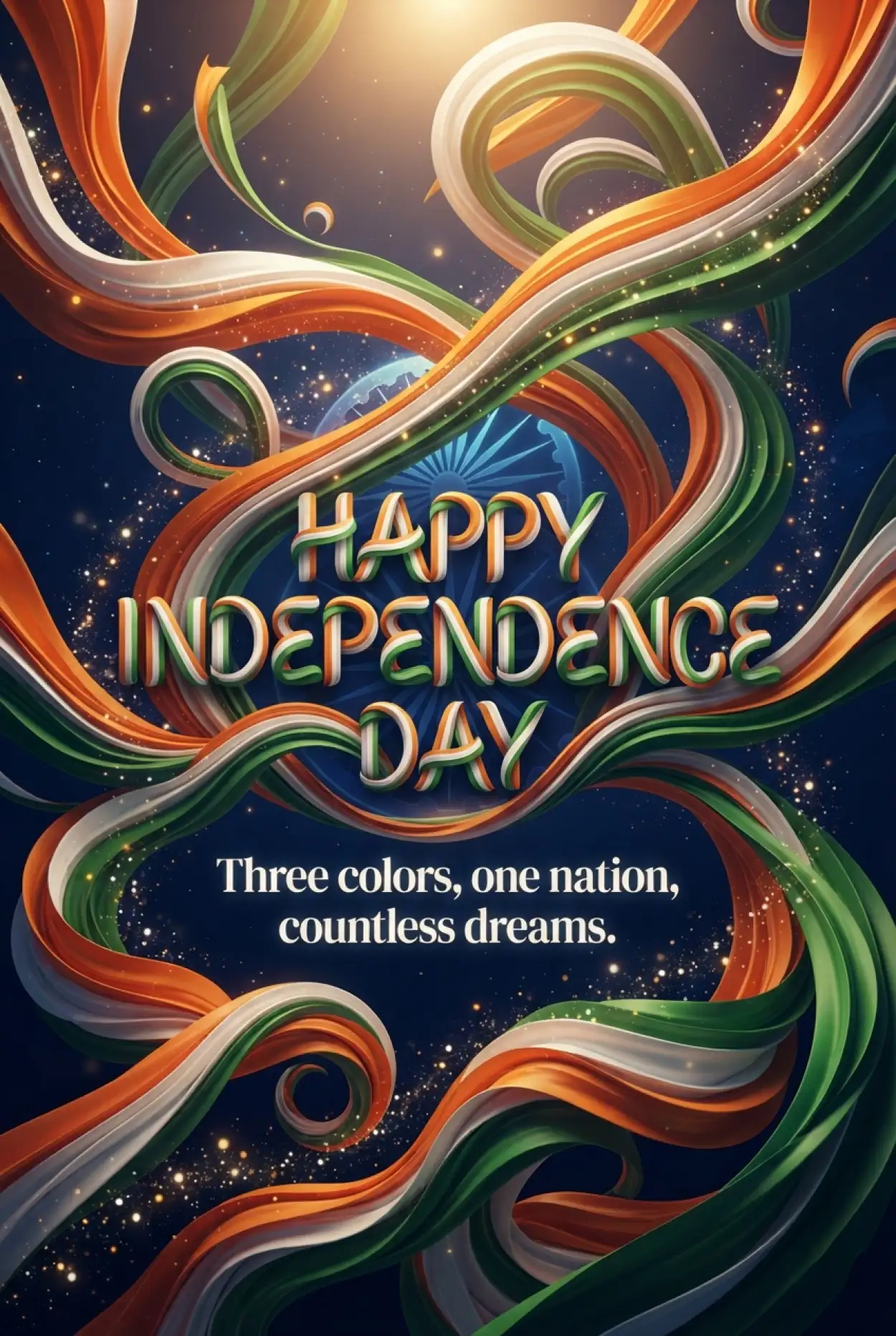 Free Download Happy Independence Day Greeting Card 2026 - High Quality Indian Independence Day Wishes 2026 Image