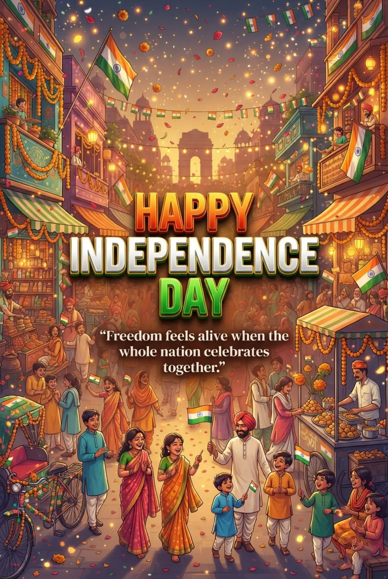 Free Download Happy Independence Day Wishes 2026 For Instagram Post - High Quality Indian Independence Day Wishes 2026 Image