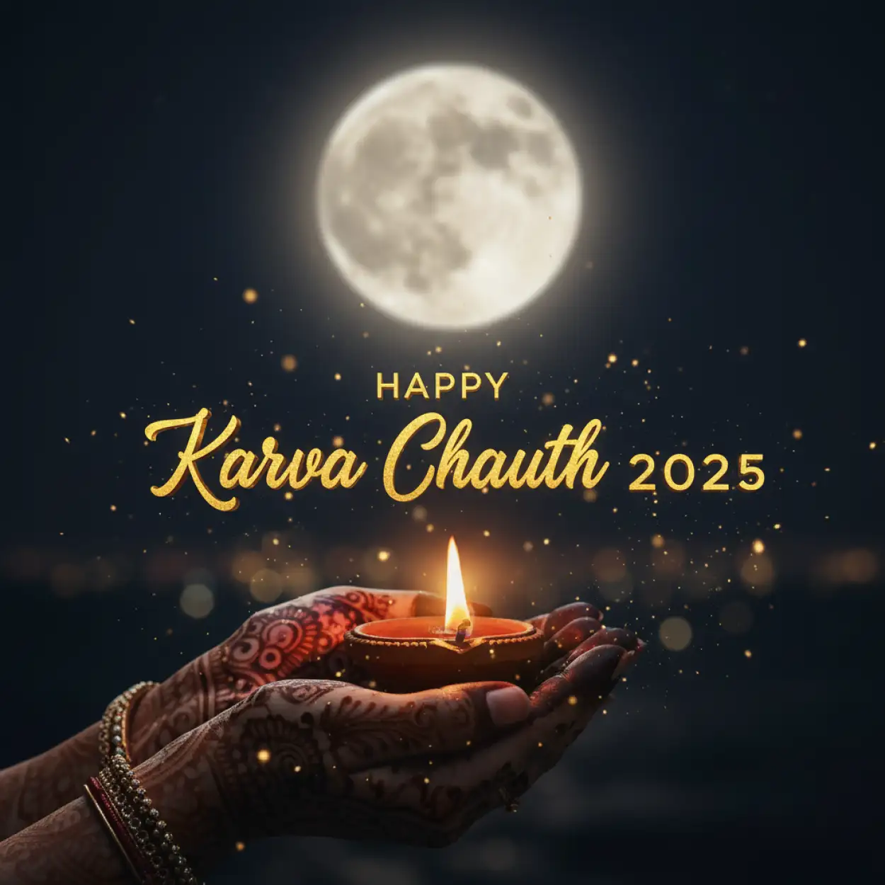 happy karva chauth 2025 image with moon background
