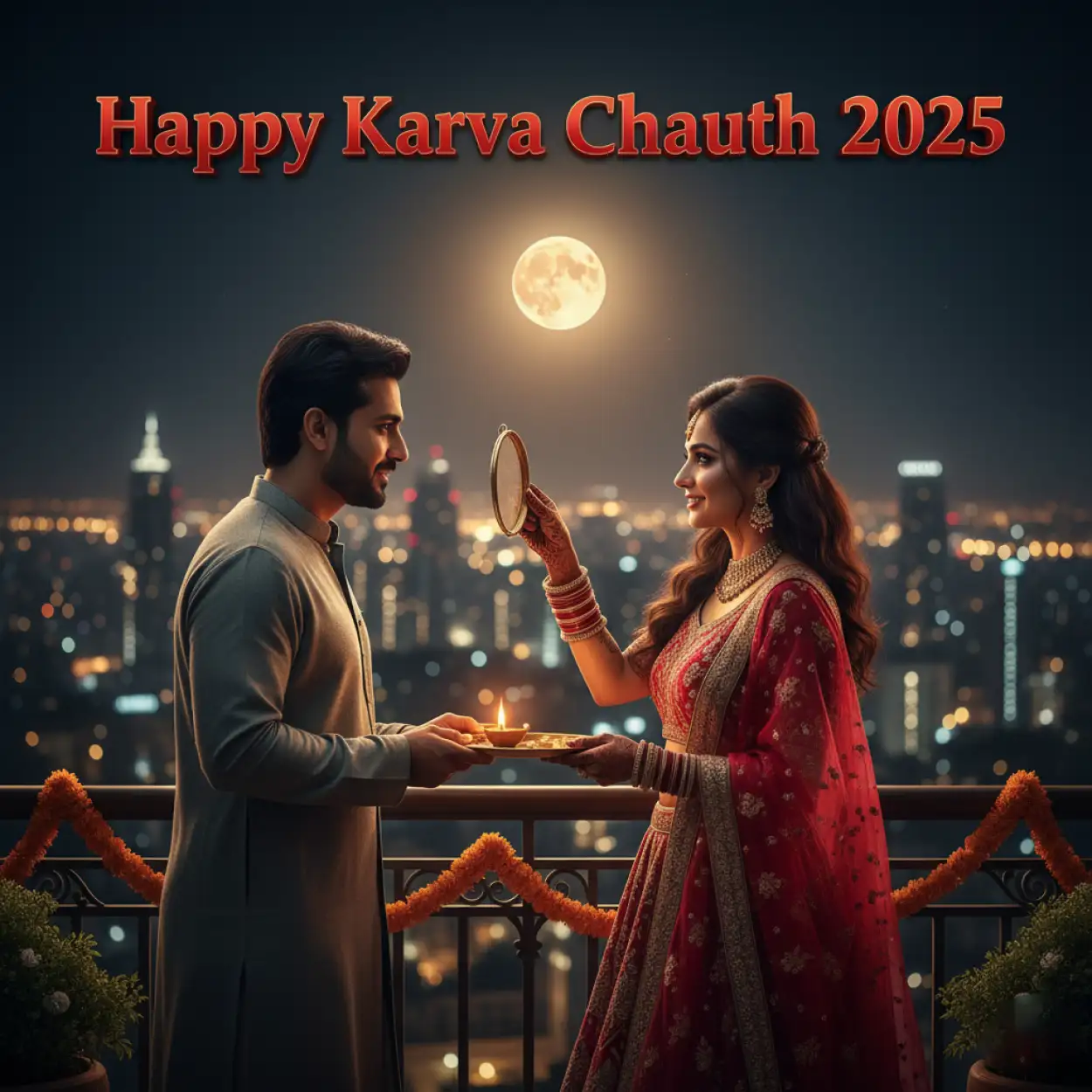 happy karva chauth 2025 poster design for wife
