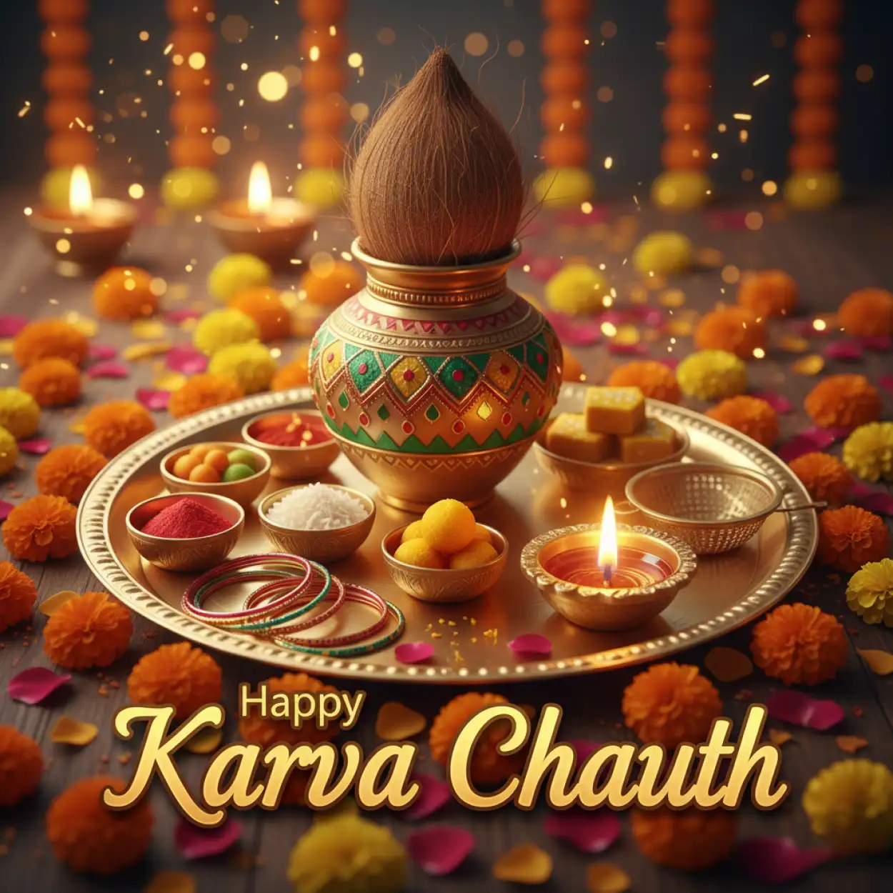Free Download Happy Karva Chauth Cartoon Illustration - High Quality Happy Karva Chauth Background