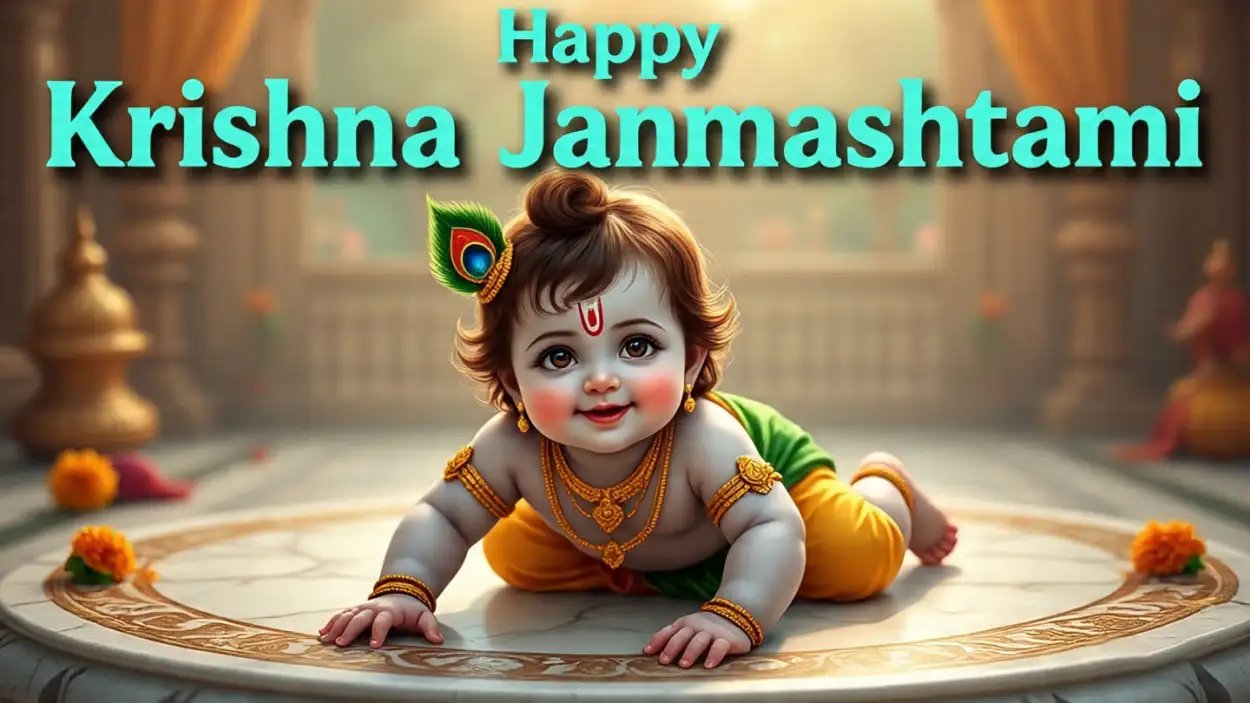 happy krishna janmashtami 2025 banner background hd
