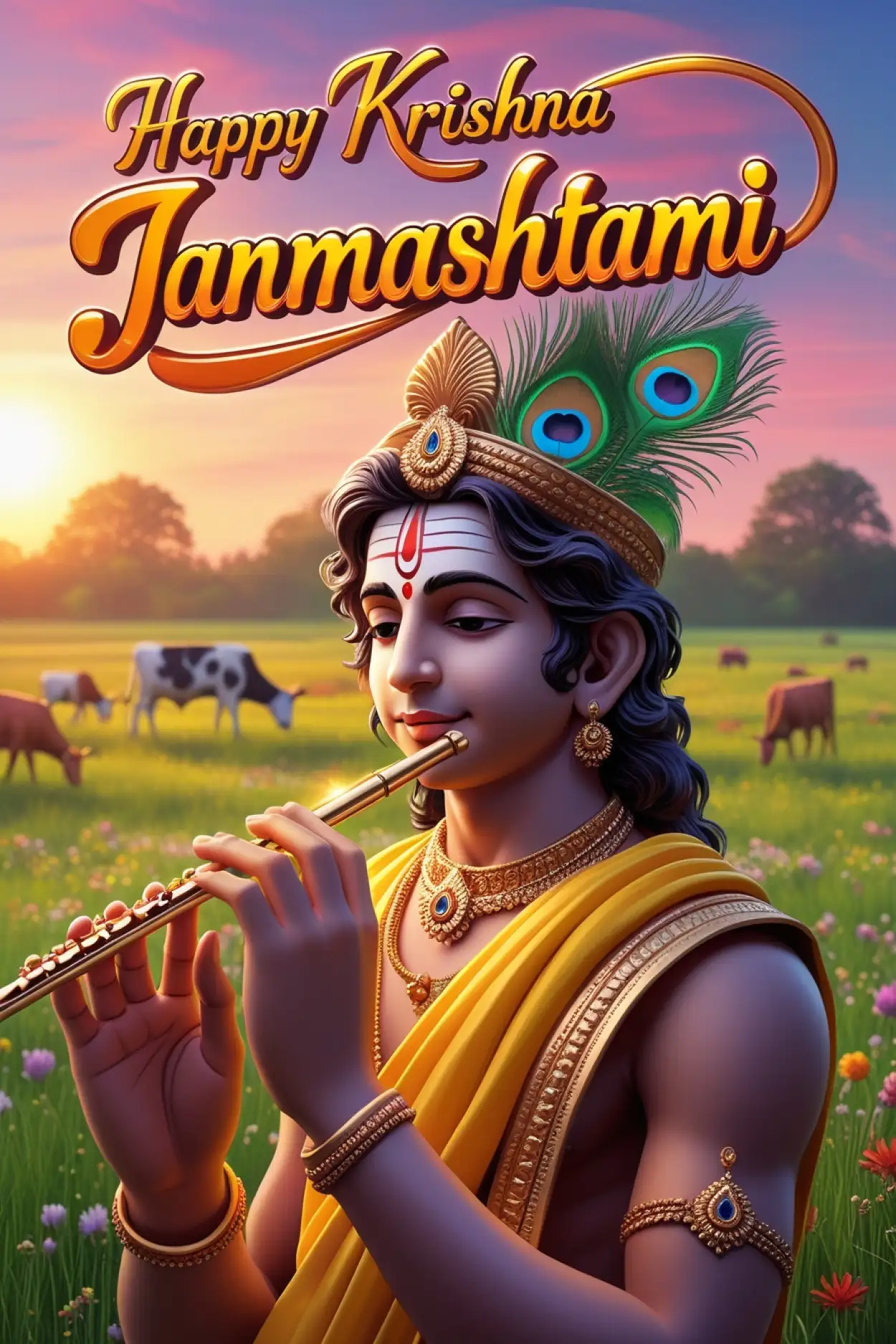 happy krishna janmashtami 2025 banner template free