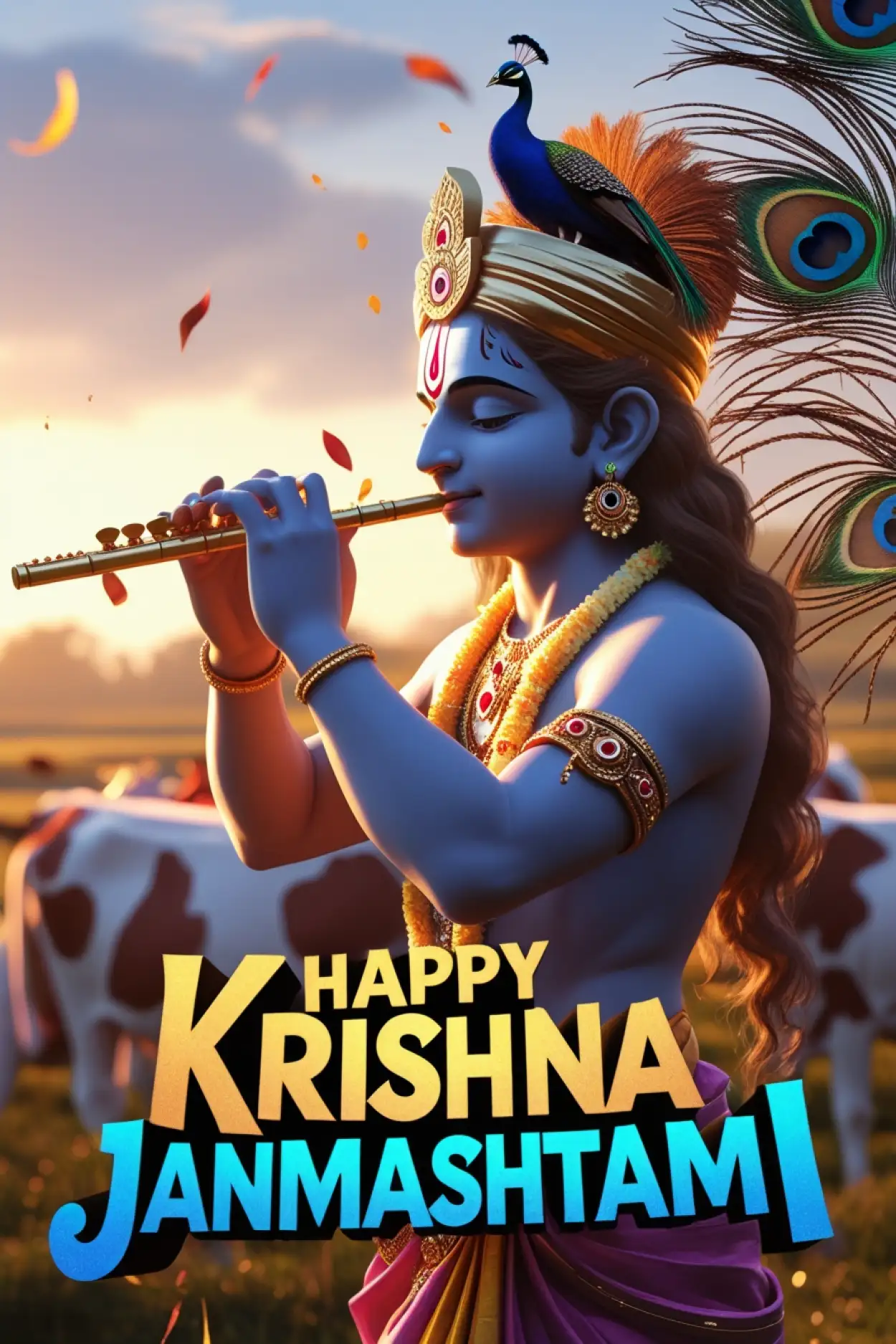 happy krishna janmashtami 2025 flute png image download