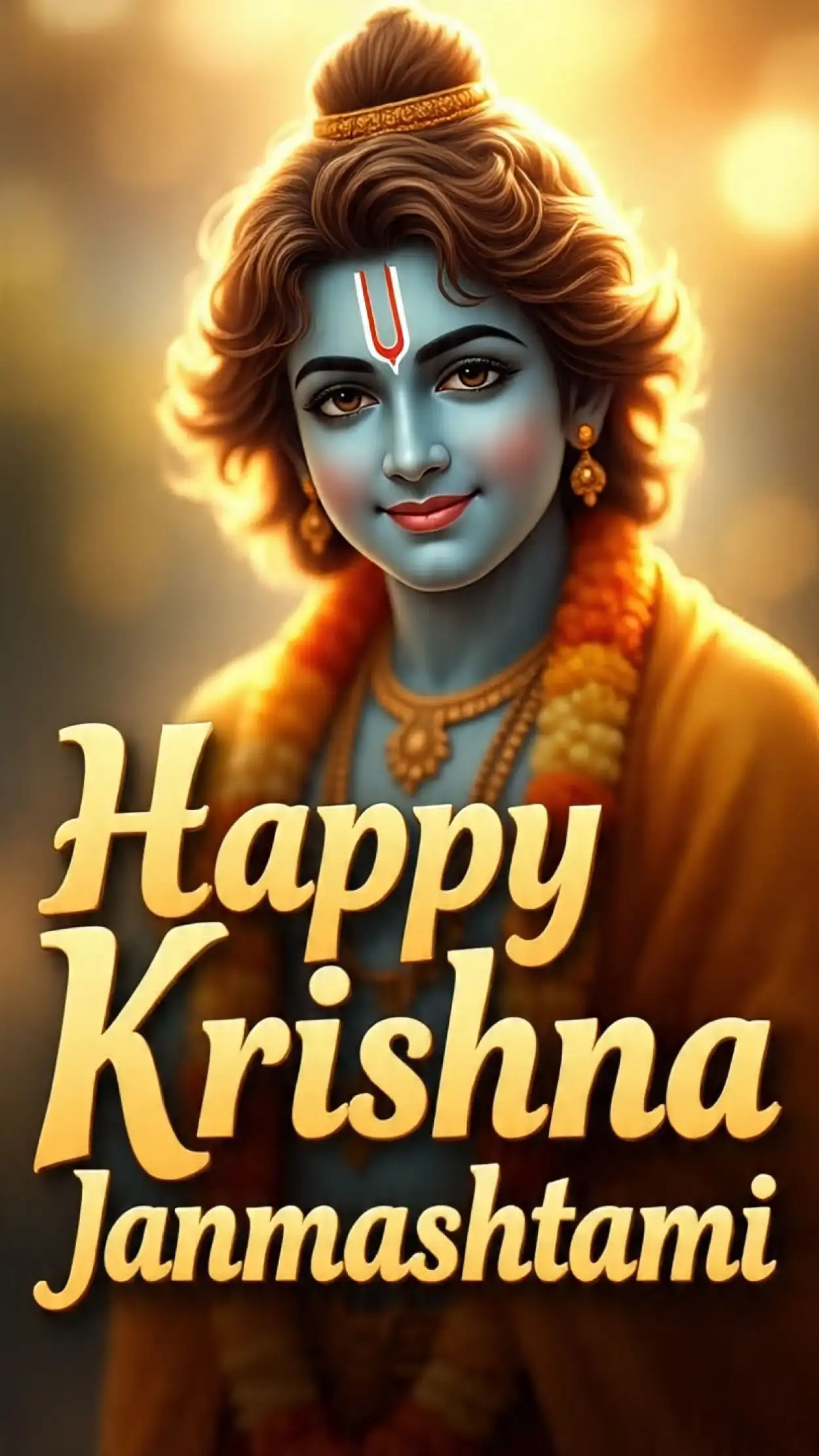 happy krishna janmashtami 2025 krishna flute wallpaper
