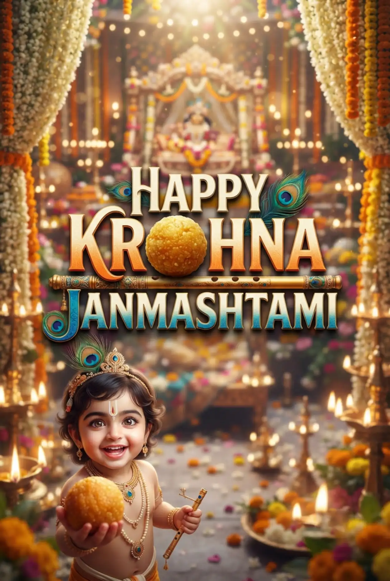 Free Download Happy Krishna Janmashtami 2026 Creative Social Media Poster - High Quality Happy Krishna Janmashtami 2026 Image