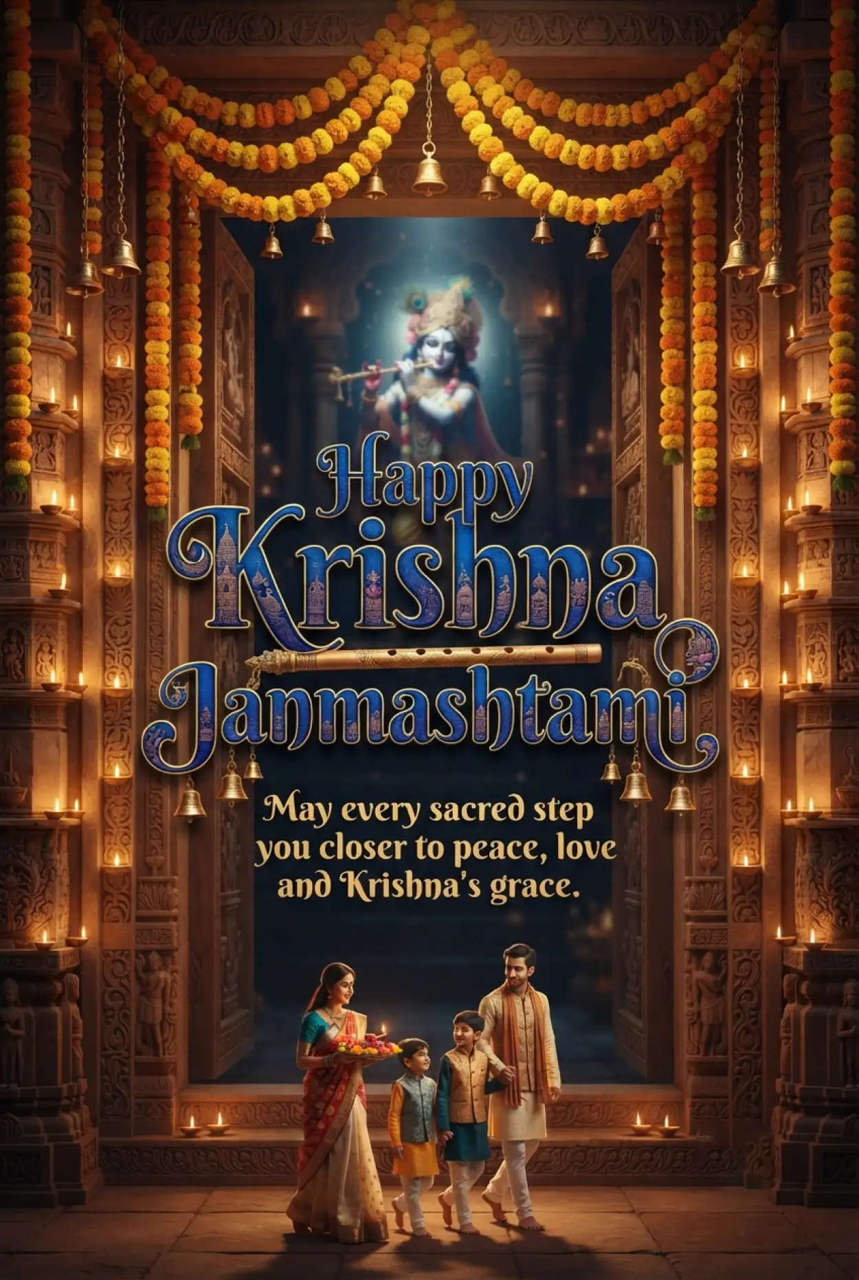 Free Download Happy Krishna Janmashtami 2026 Greeting Card Images - High Quality Happy Krishna Janmashtami 2026 Image