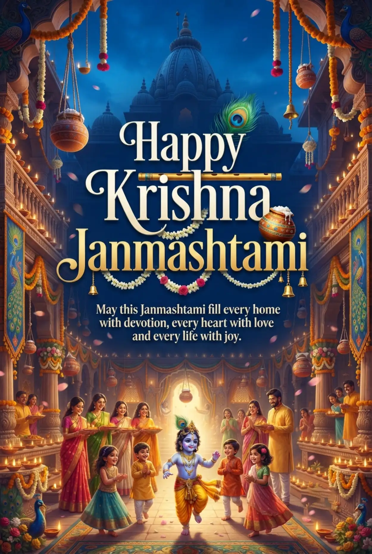 Free Download Happy Krishna Janmashtami 2026 Social Media Post - High Quality Happy Krishna Janmashtami 2026 Image