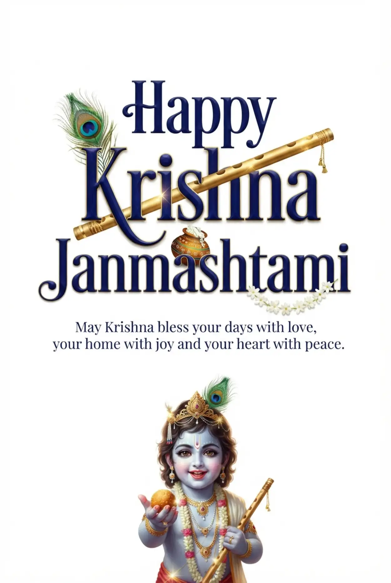 Free Download Happy Krishna Janmashtami 2026 Wishes With Quotes - High Quality Happy Krishna Janmashtami 2026 Image