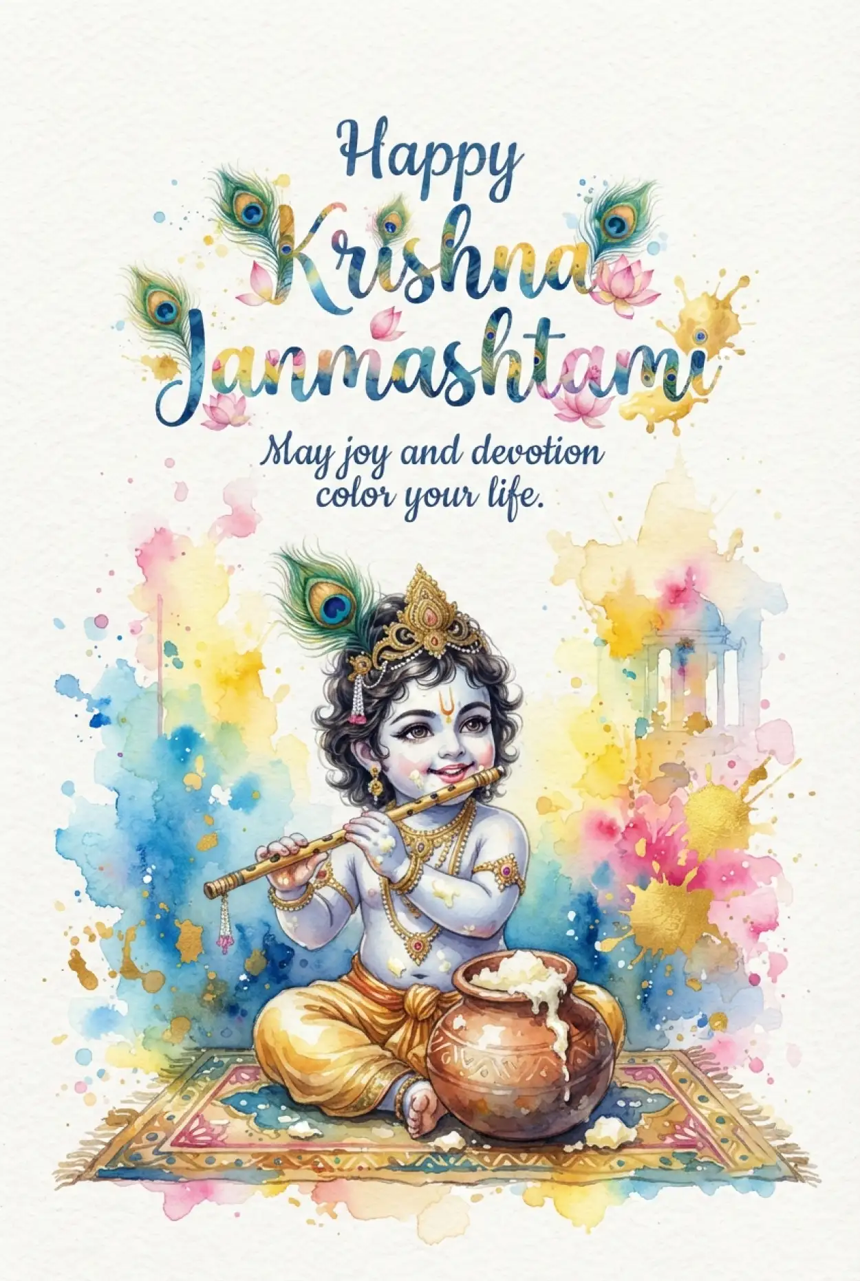 Free Download Happy Krishna Janmashtami Greetings For A Blessed Life - High Quality Happy Krishna Janmashtami Greetings Image