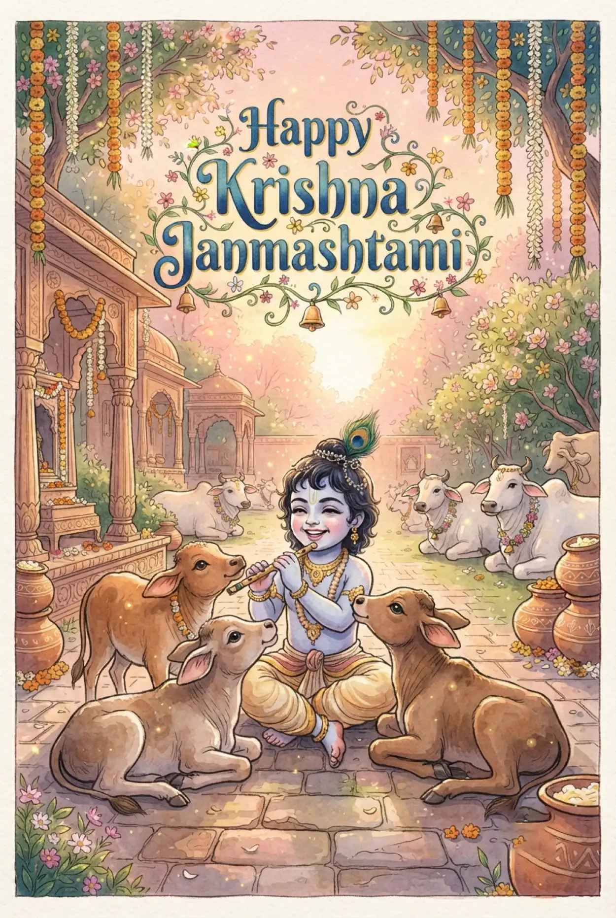 Free Download Happy Krishna Janmashtami Greetings For Children - High Quality Happy Krishna Janmashtami Greetings Image
