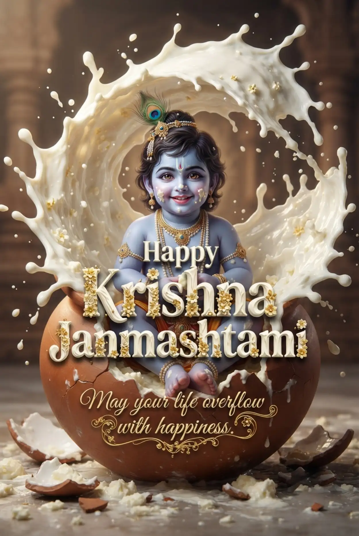 Free Download Happy Krishna Janmashtami Greetings For Whatsapp 2 - High Quality Happy Krishna Janmashtami Greetings Image