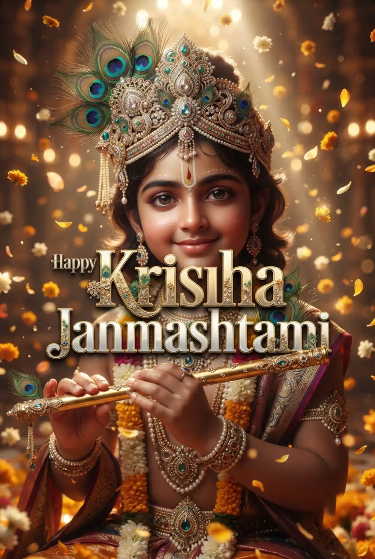 Free Download Happy Krishna Janmashtami Greetings In Hindi - High Quality Happy Krishna Janmashtami Greetings Image