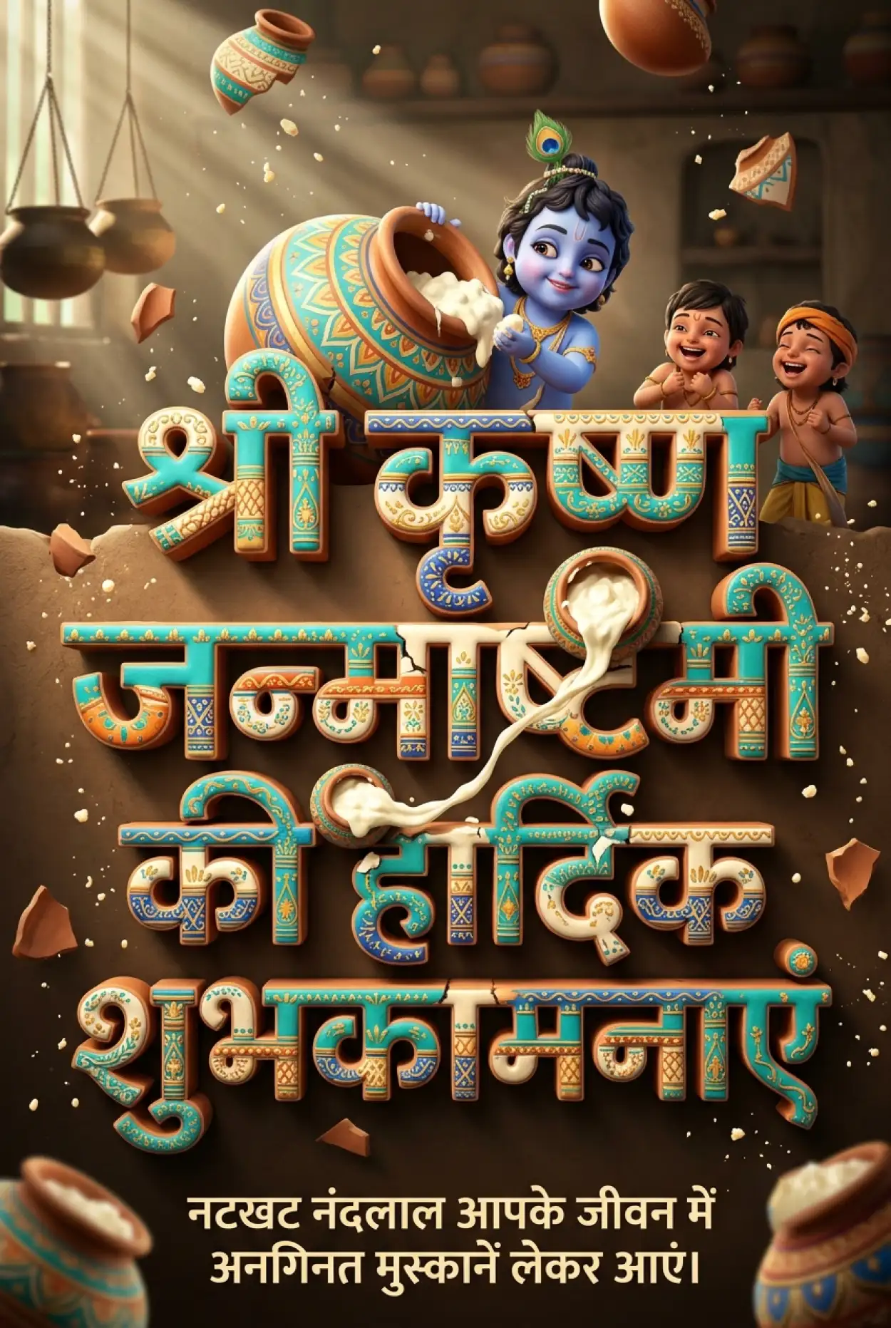 Free Download Happy Krishna Janmashtami Wishes In Hindi Images - High Quality Shri Krishna Janmashtami Ki Hardik Shubhkamnaye In Hindi Image