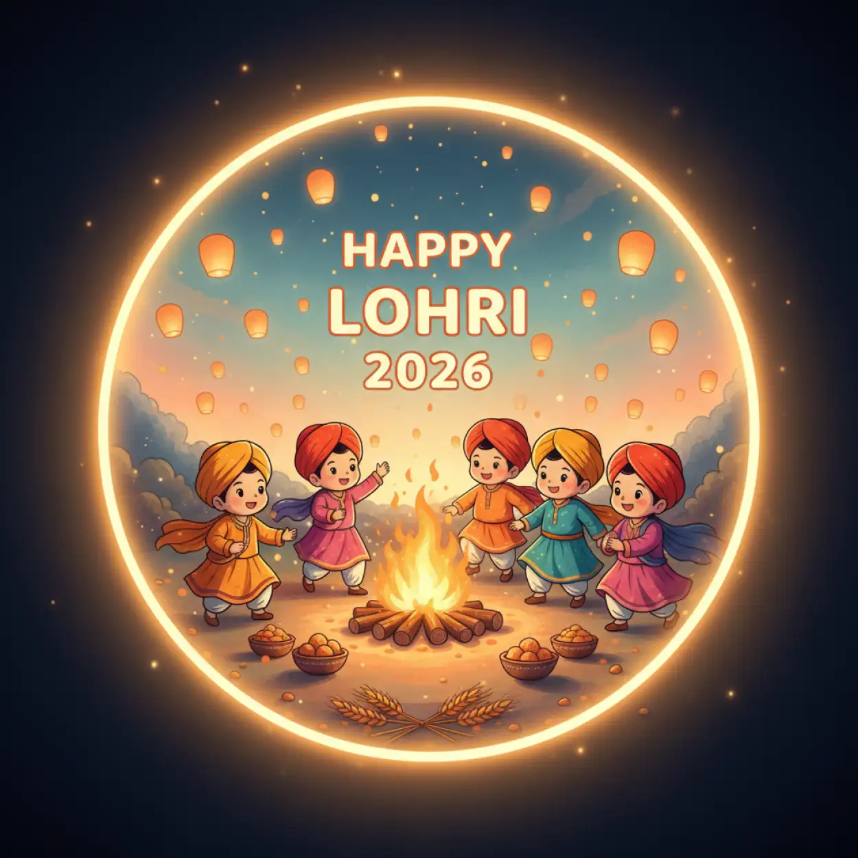 happy lohri 2026 dhol dance images