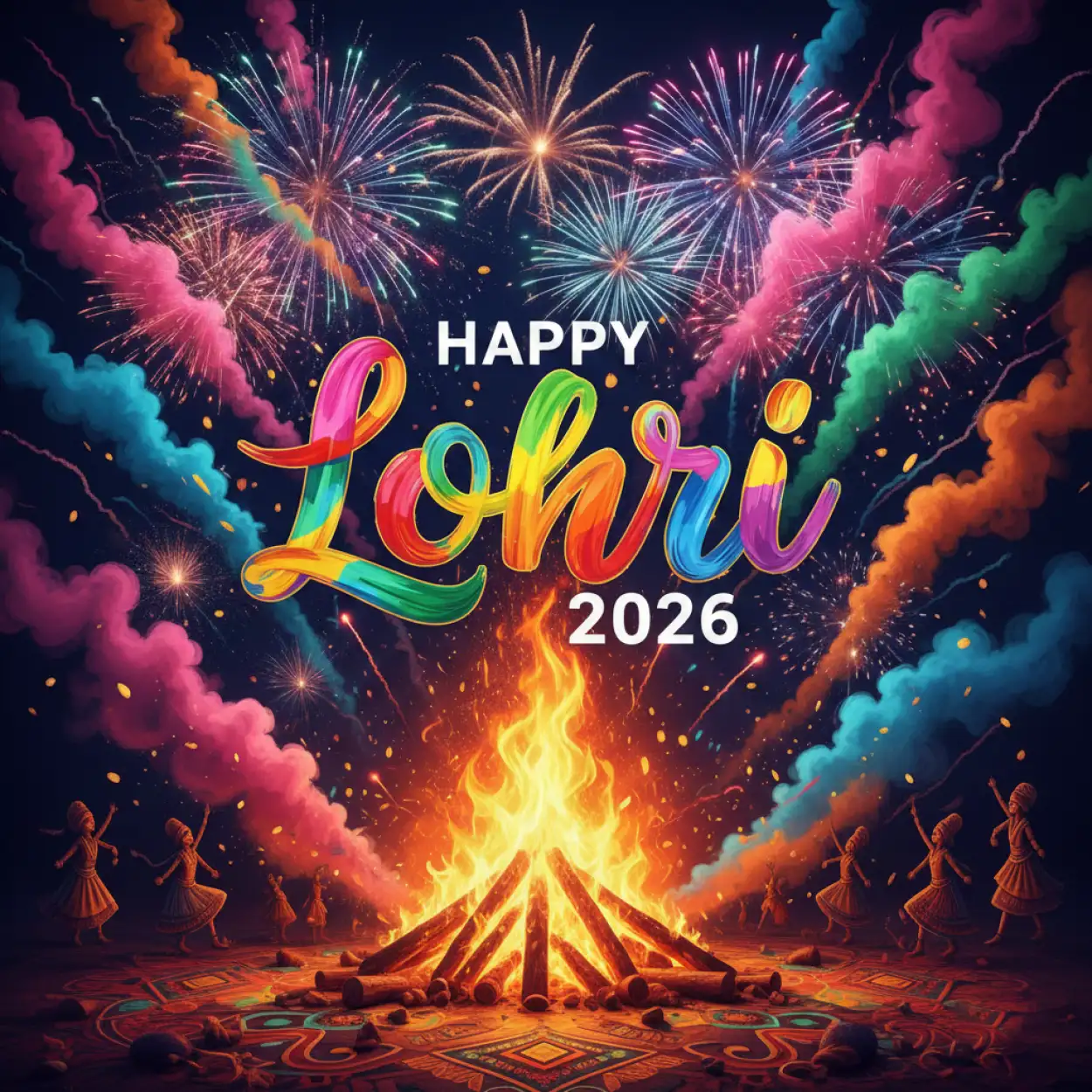 Free Download Happy Lohri 2026 Greeting Creative Design - High Quality Happy Lohri 2026 Greetings Background