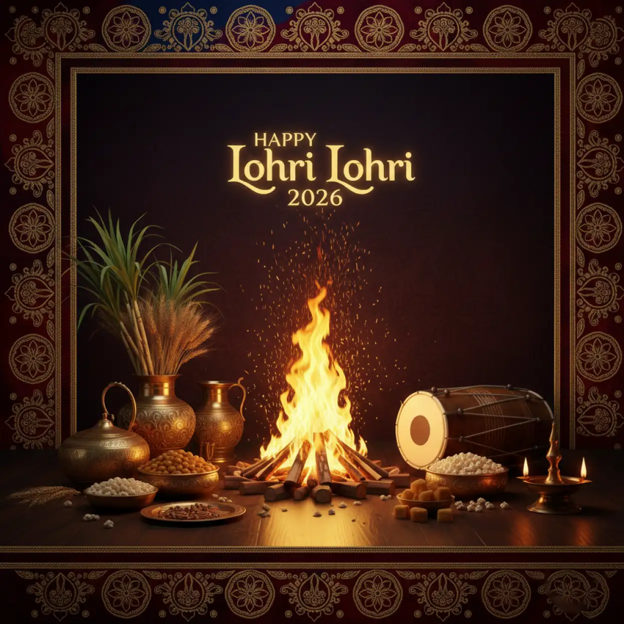 happy lohri 2026 greeting flyer