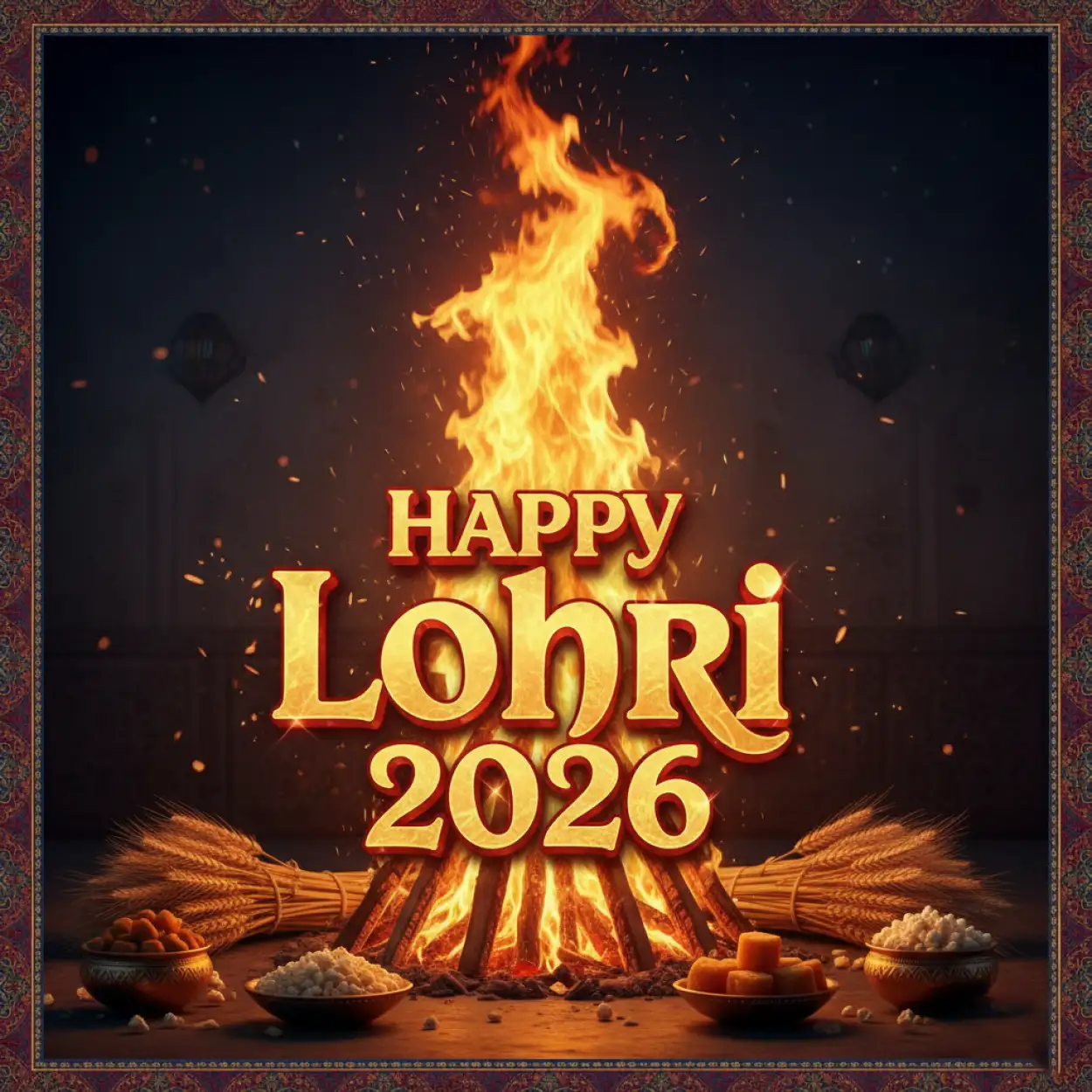 happy lohri 2026 greeting hd wallpaper
