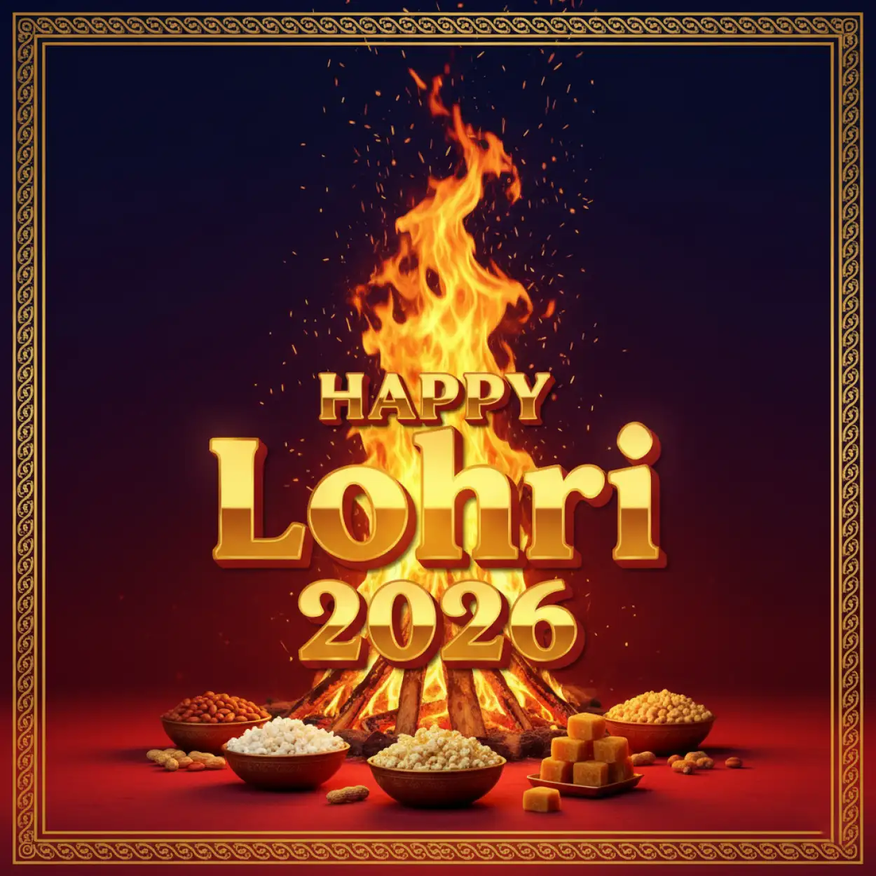 happy lohri 2026 greetings a5 size design
