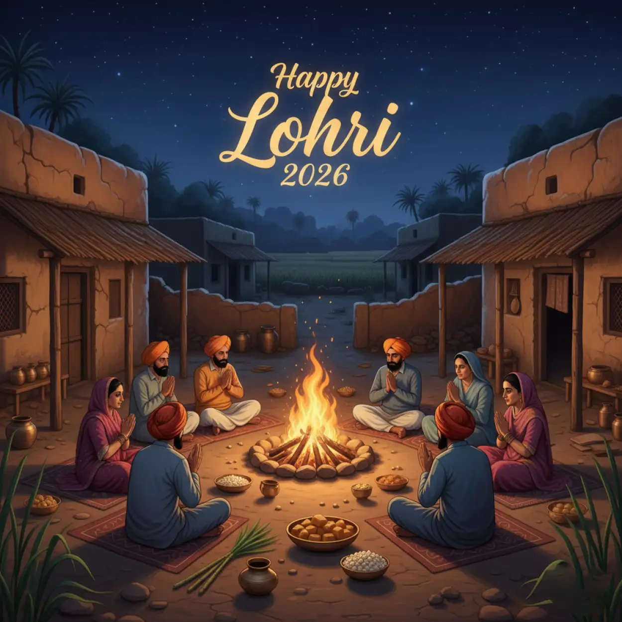 Free Download Happy Lohri 2026 Greetings Background Image - High Quality Happy Lohri 2026 Greetings Background