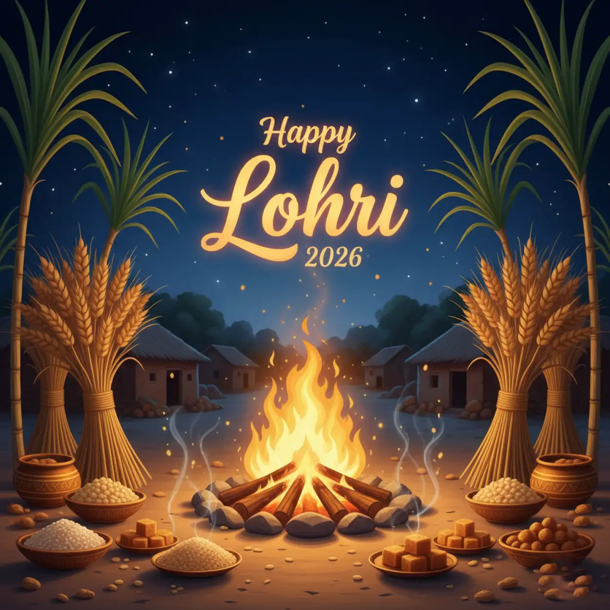 happy lohri 2026 greetings banner design