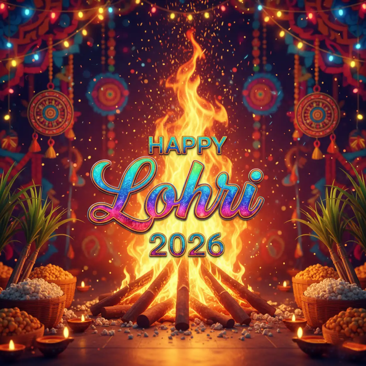 happy lohri 2026 greetings cultural poster