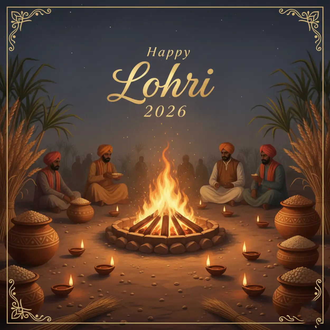 happy lohri 2026 greetings handwritten style